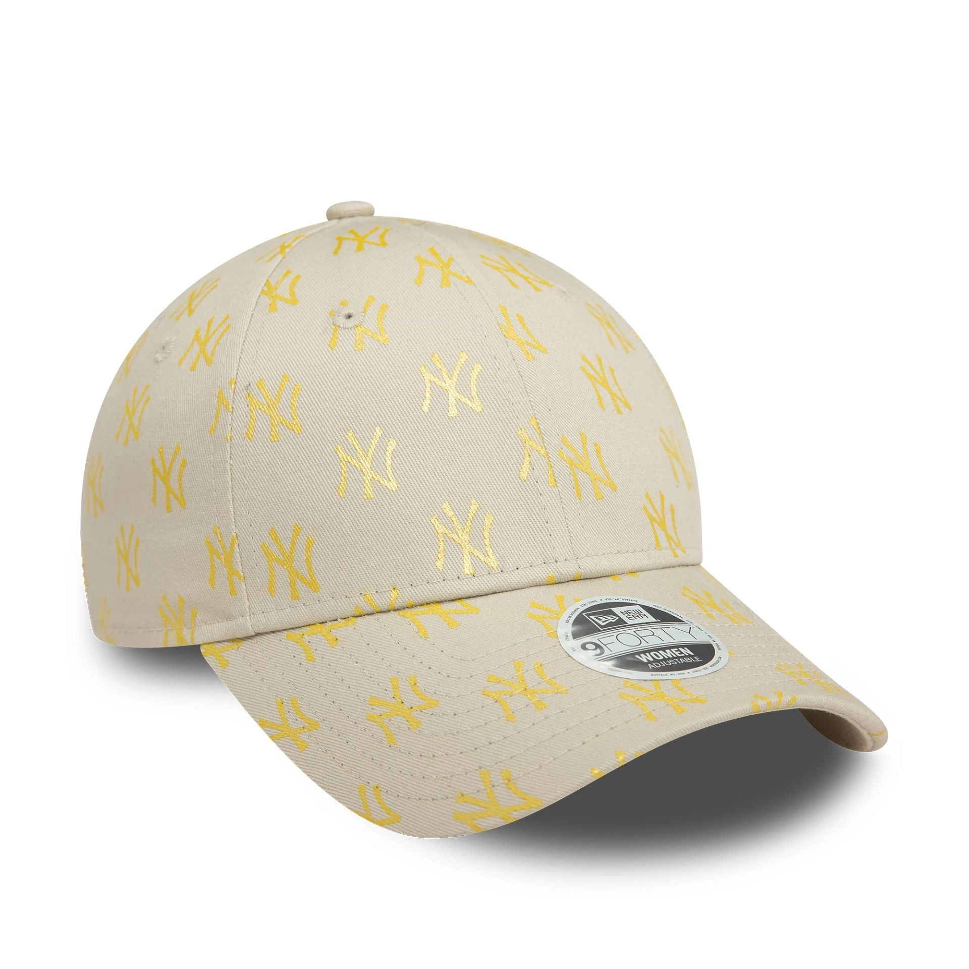 New York Yankees Womens Metallic Mono Light Beige 9FORTY Adjustable Cap