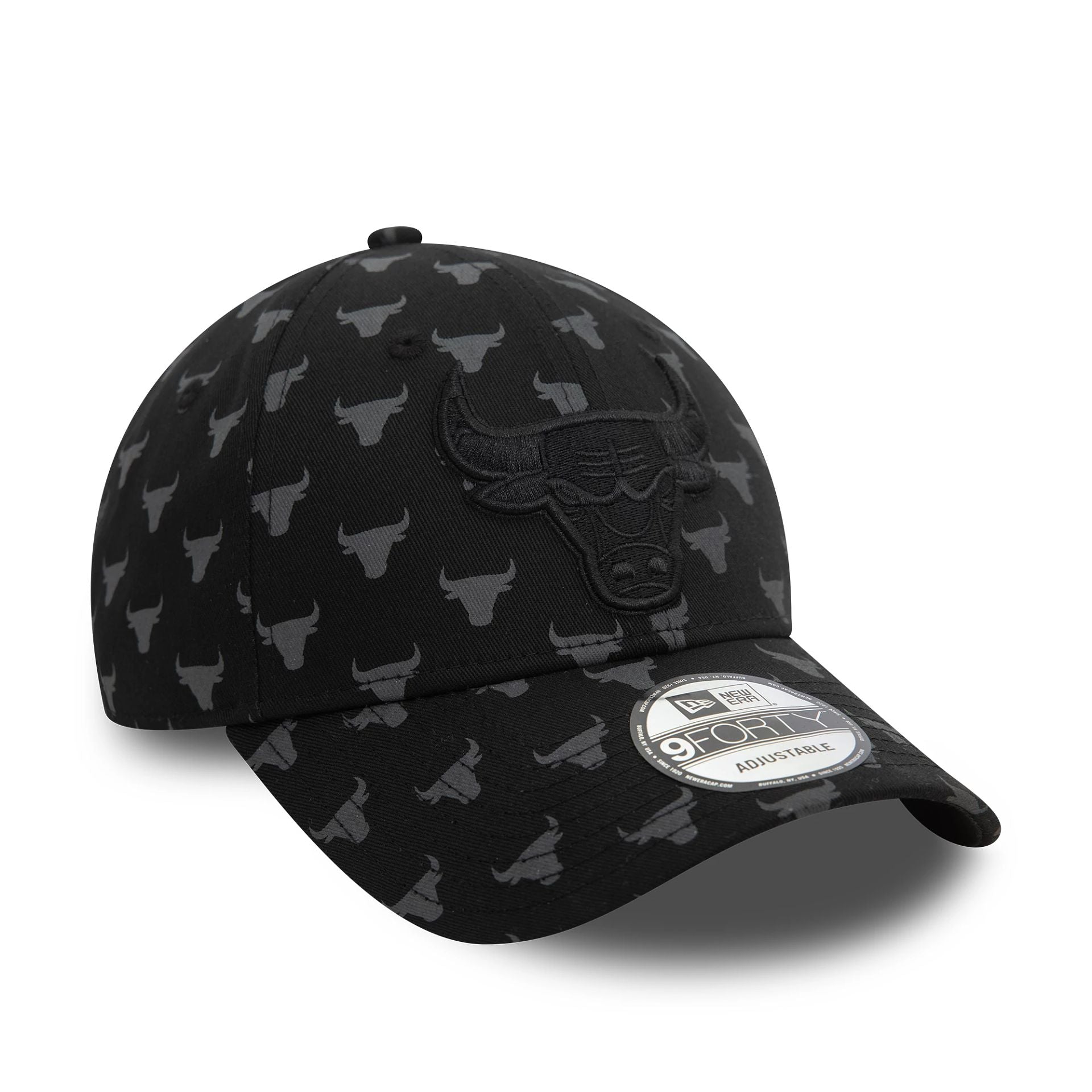 Chicago Bulls Team Monogram Black 9FORTY Adjustable Cap
