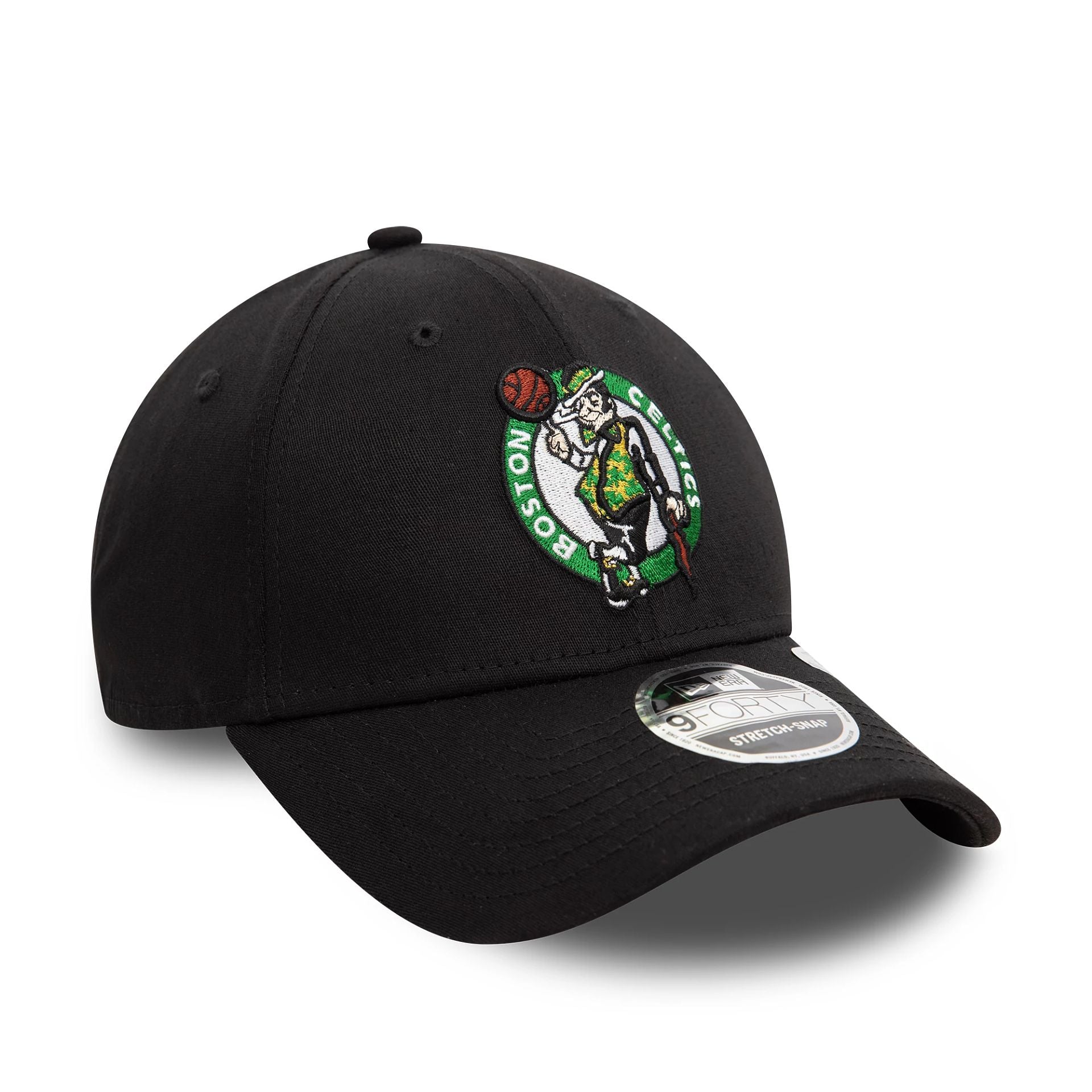 Boston Celtics NBA Black 9FORTY Stretch Snap Adjustable Cap