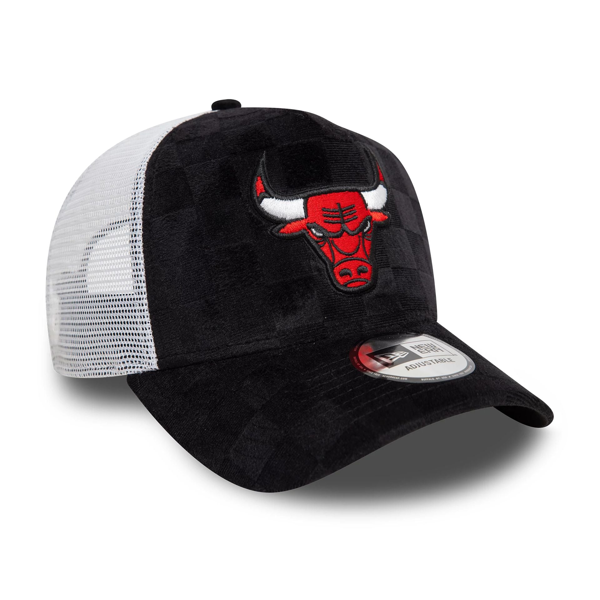 Chicago Bulls Tonal Check Black 9FORTY A-Frame Trucker Adjustable Cap