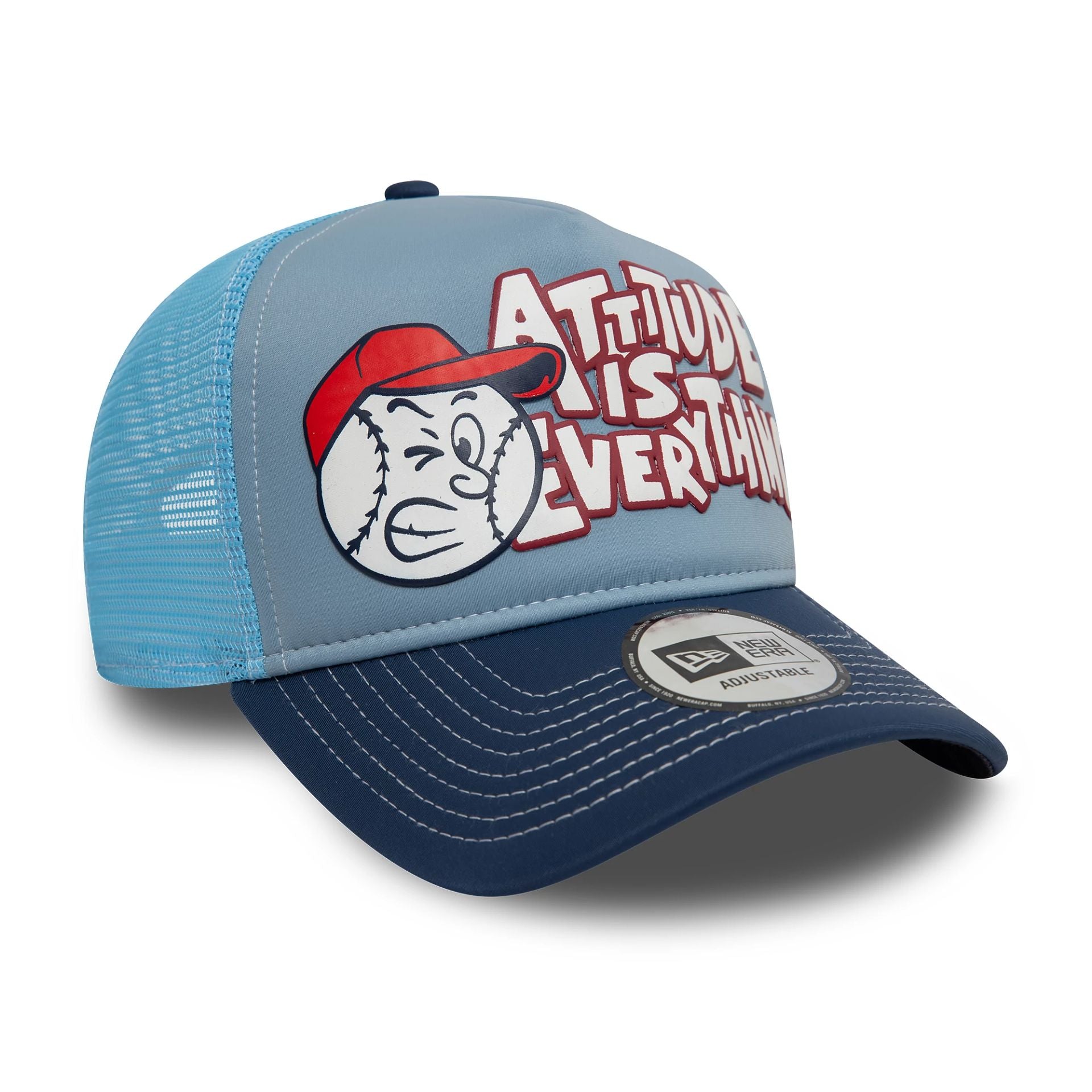 New Era Graphic Blue 9FORTY A-Frame Trucker Adjustable Cap