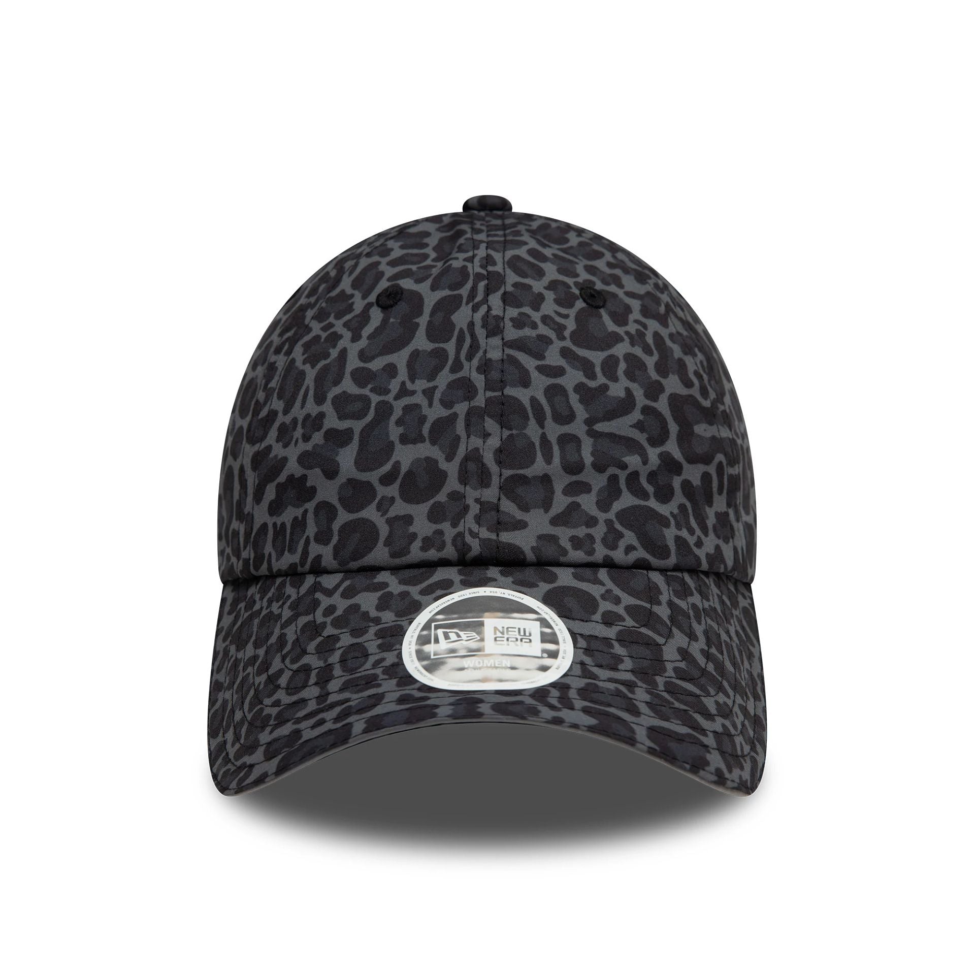 Womens New Era All Over Print Black Leopard Print Open Back Adjustable Cap