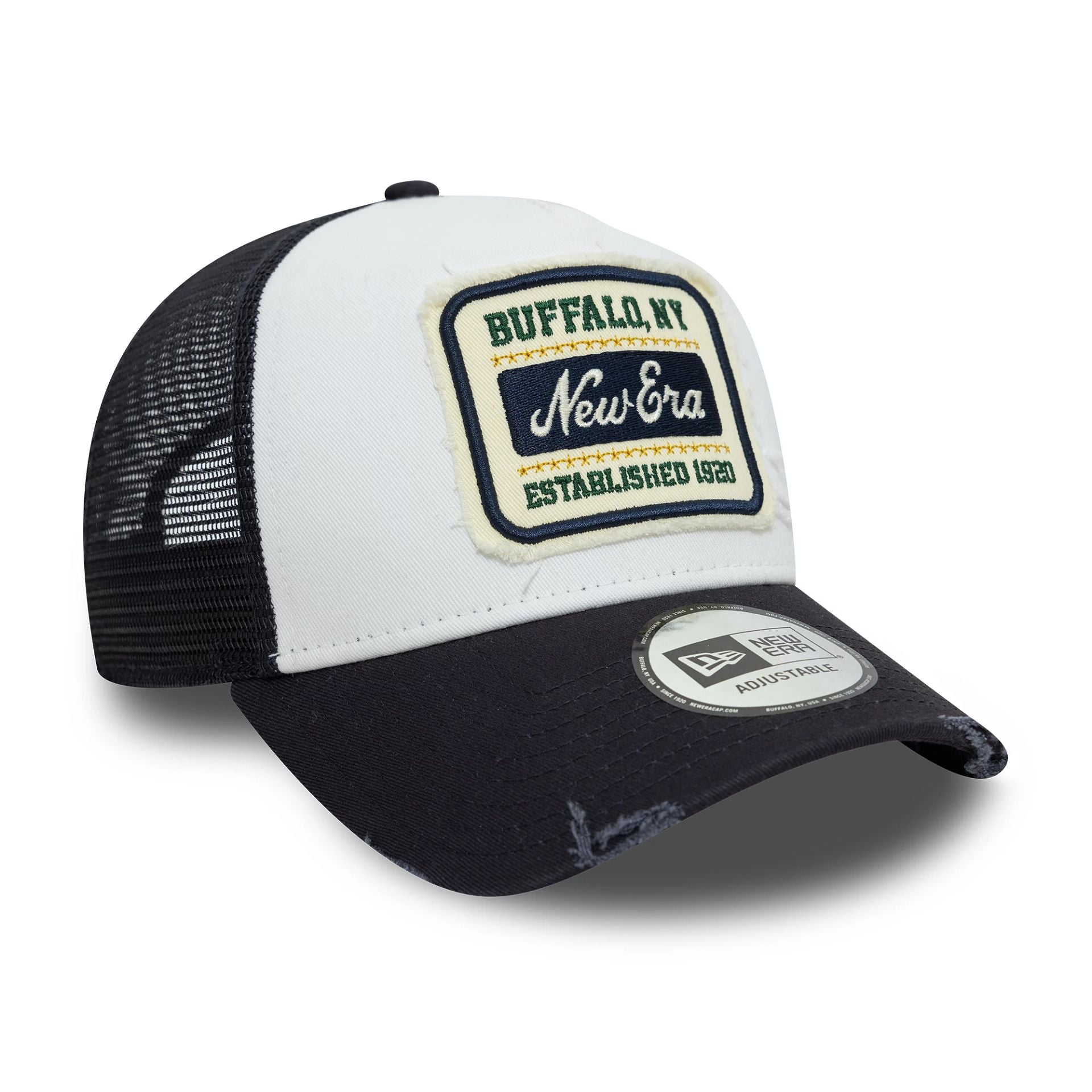 New Era Patch Distressed White 9FORTY A-Frame Trucker Adjustable Cap