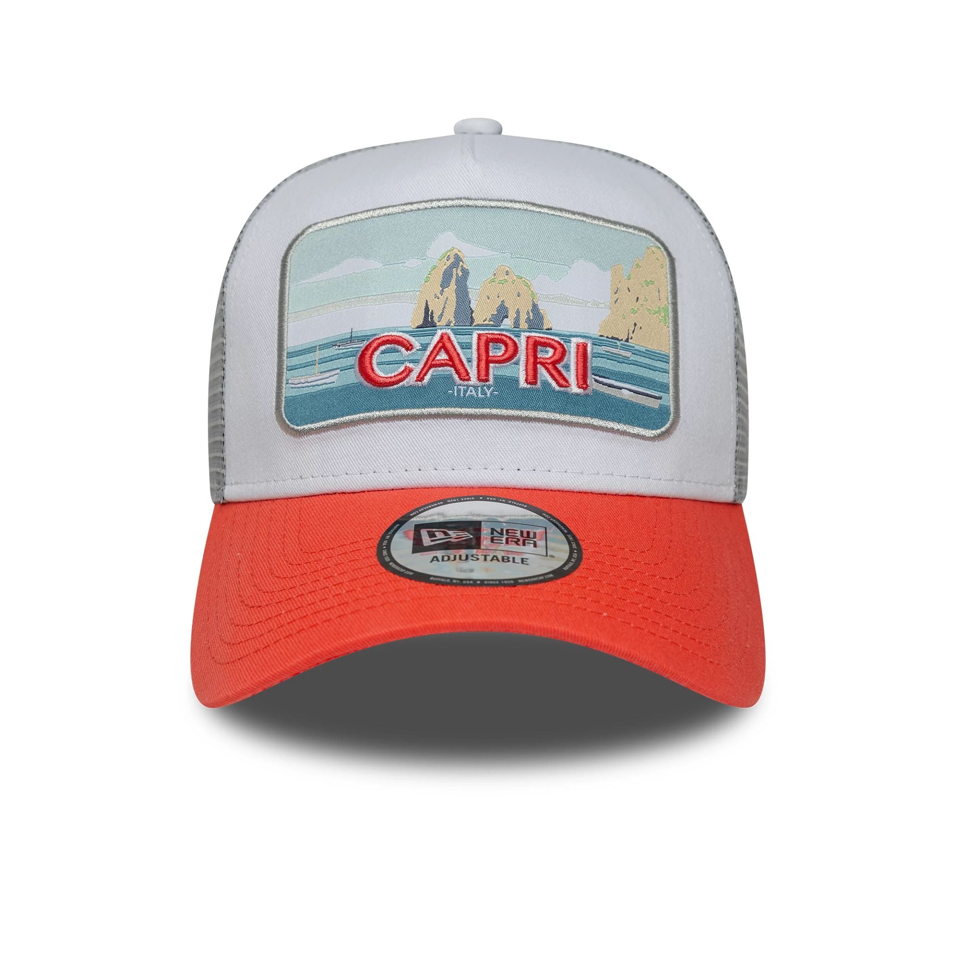 New Era Summer Capri Orange 9FORTY A-Frame Trucker Adjustable Cap