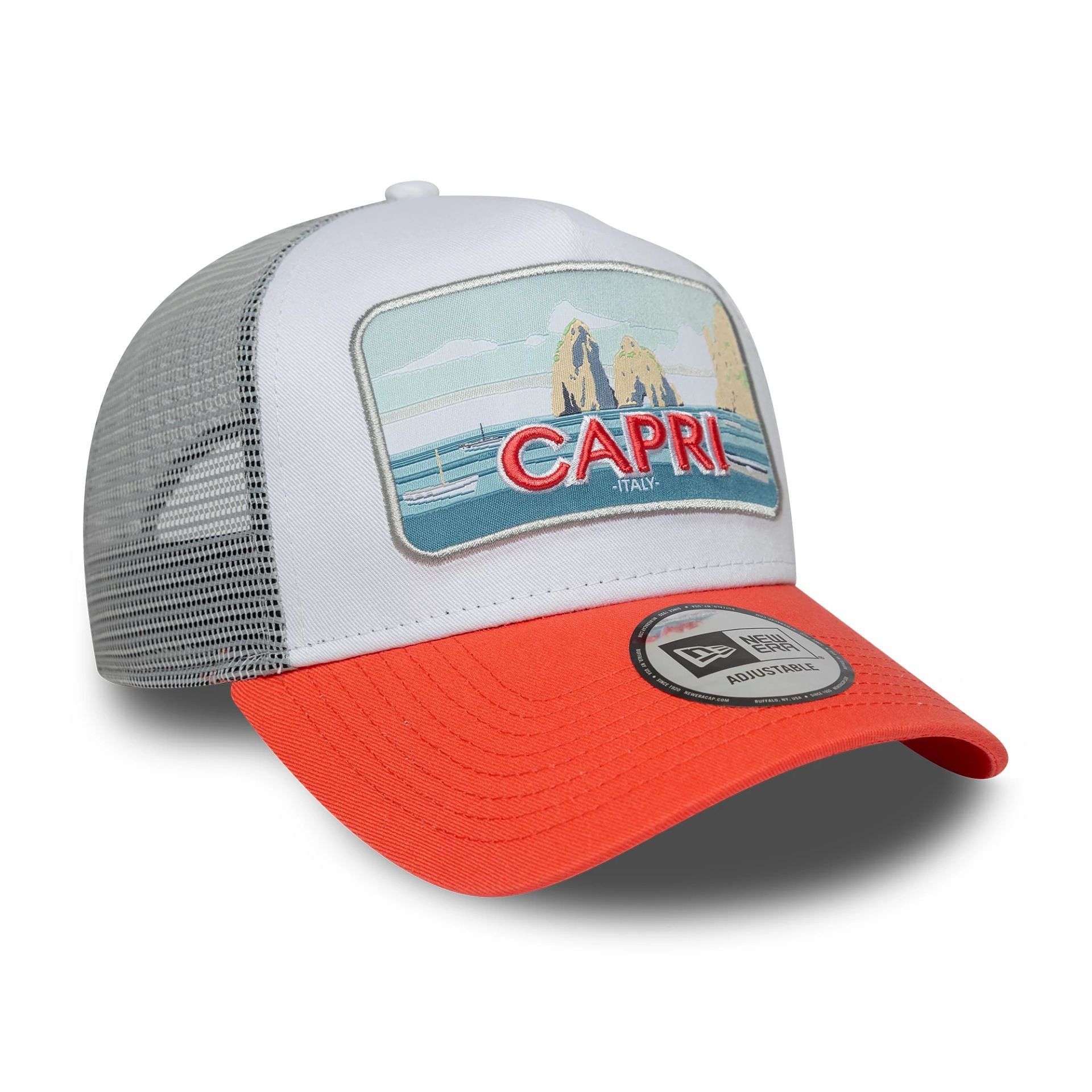 New Era Summer Capri Orange 9FORTY A-Frame Trucker Adjustable Cap
