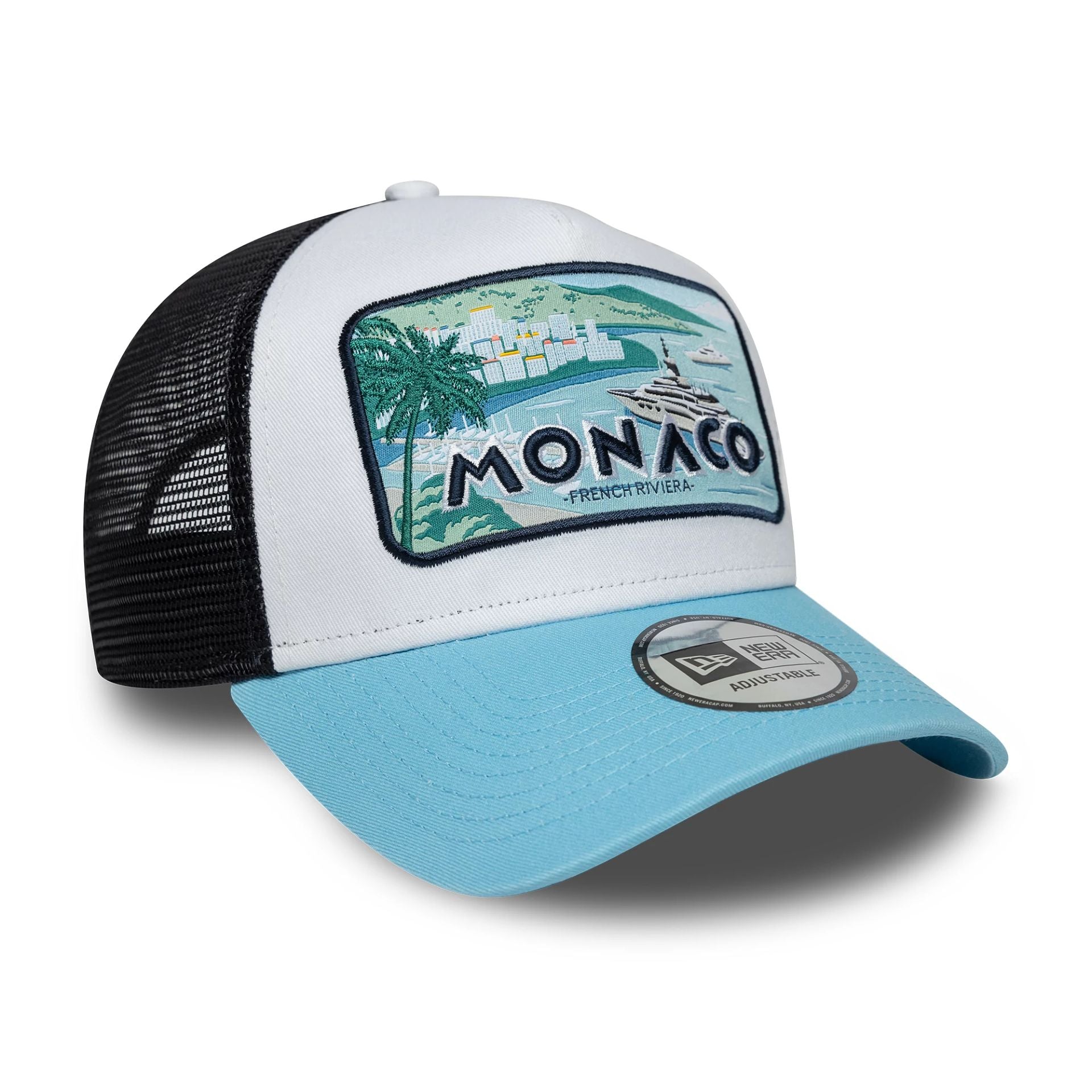 New Era Summer Monaco Pastel Blue 9FORTY A-Frame Trucker Adjustable Cap