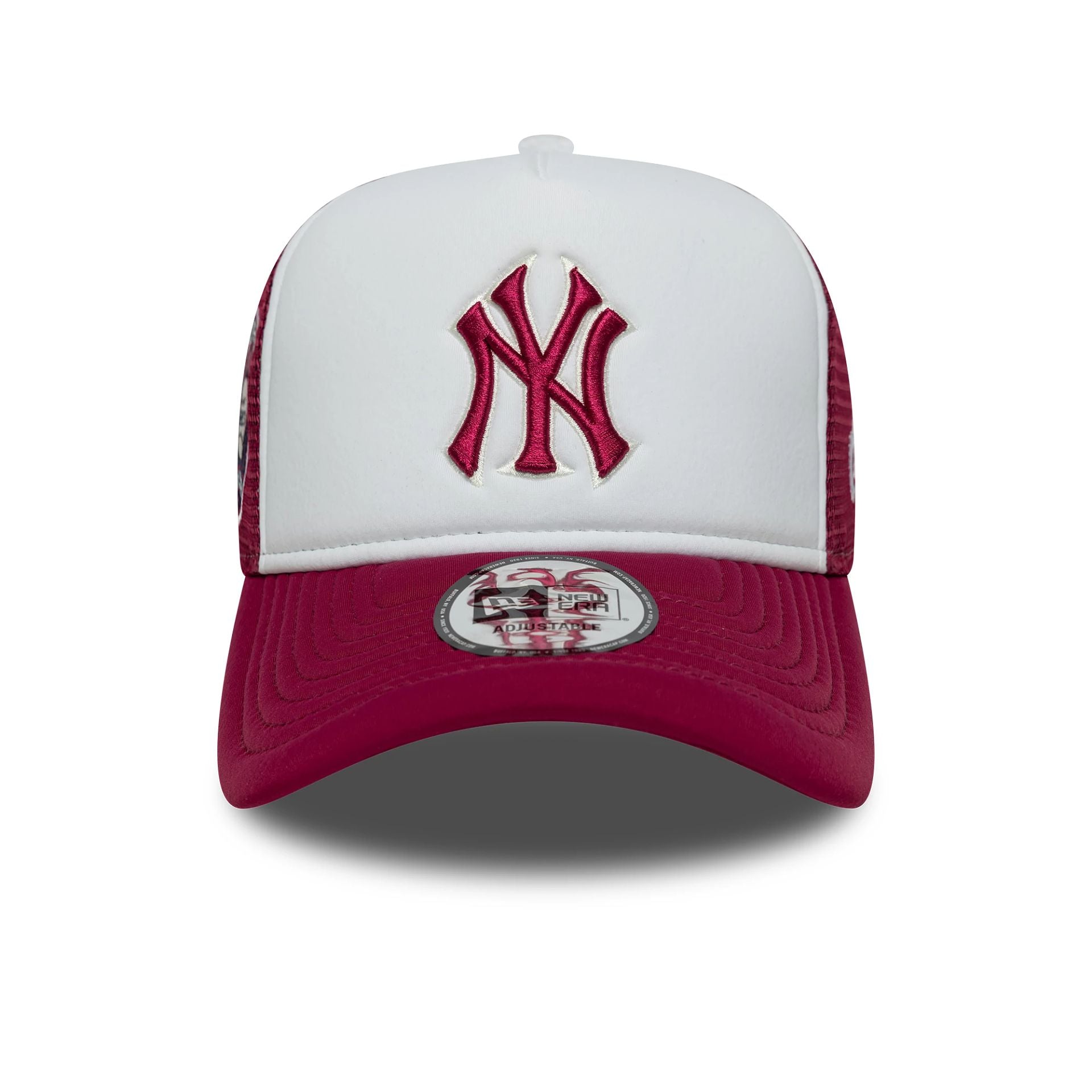 New York Yankees MLB World Series Dark Red 9FORTY E-Frame Trucker Adjustable Cap