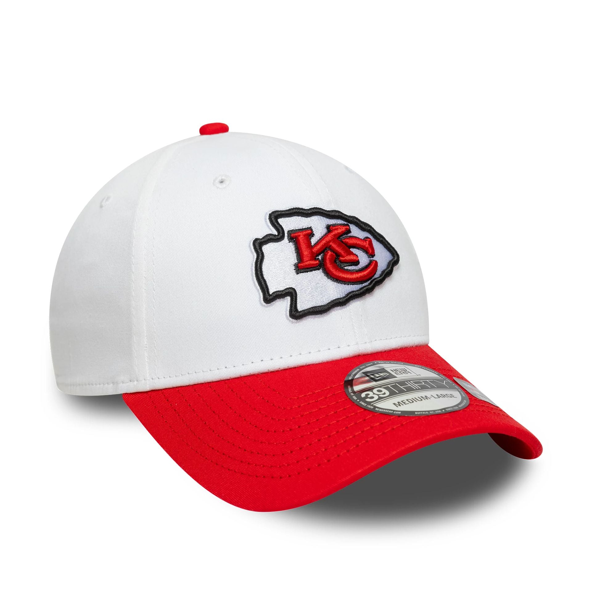 Kansas City Chiefs NFL Team Logo White 39THIRTY Stretch Fit Adjustable Cap
