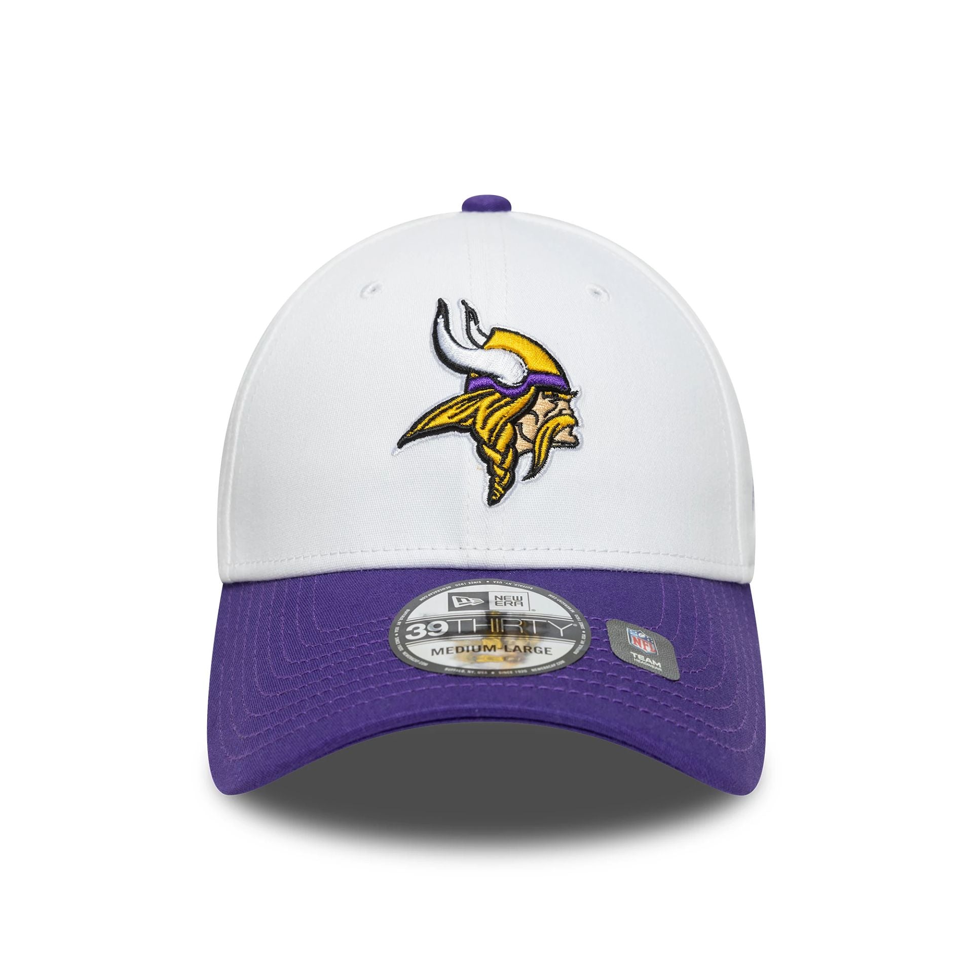 Minnesota Vikings NFL Team Logo White 39THIRTY Stretch Fit Adjustable Cap