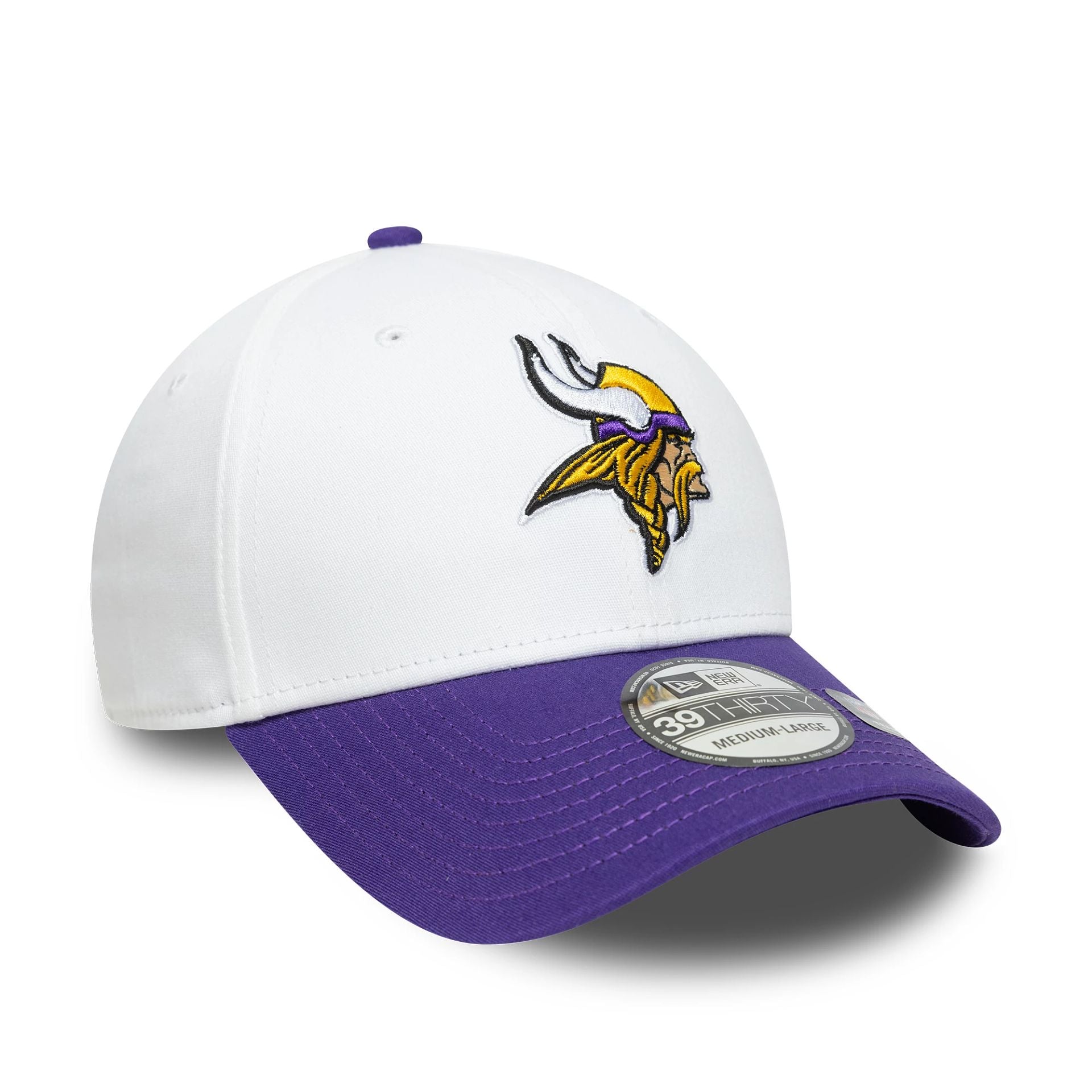 Minnesota Vikings NFL Team Logo White 39THIRTY Stretch Fit Adjustable Cap