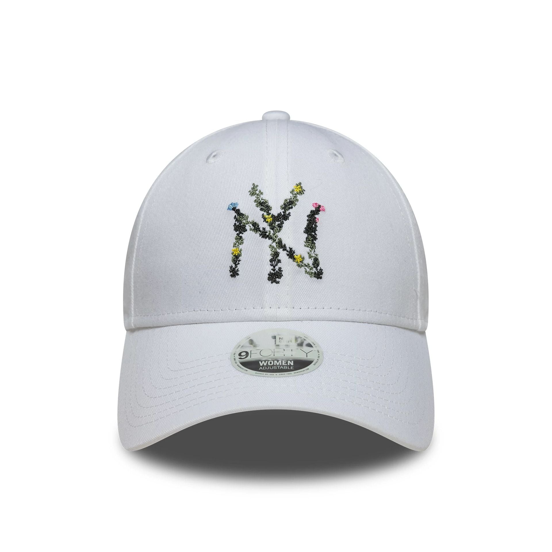 New York Yankees Womens MLB Floral Infill White 9FORTY Adjustable Cap
