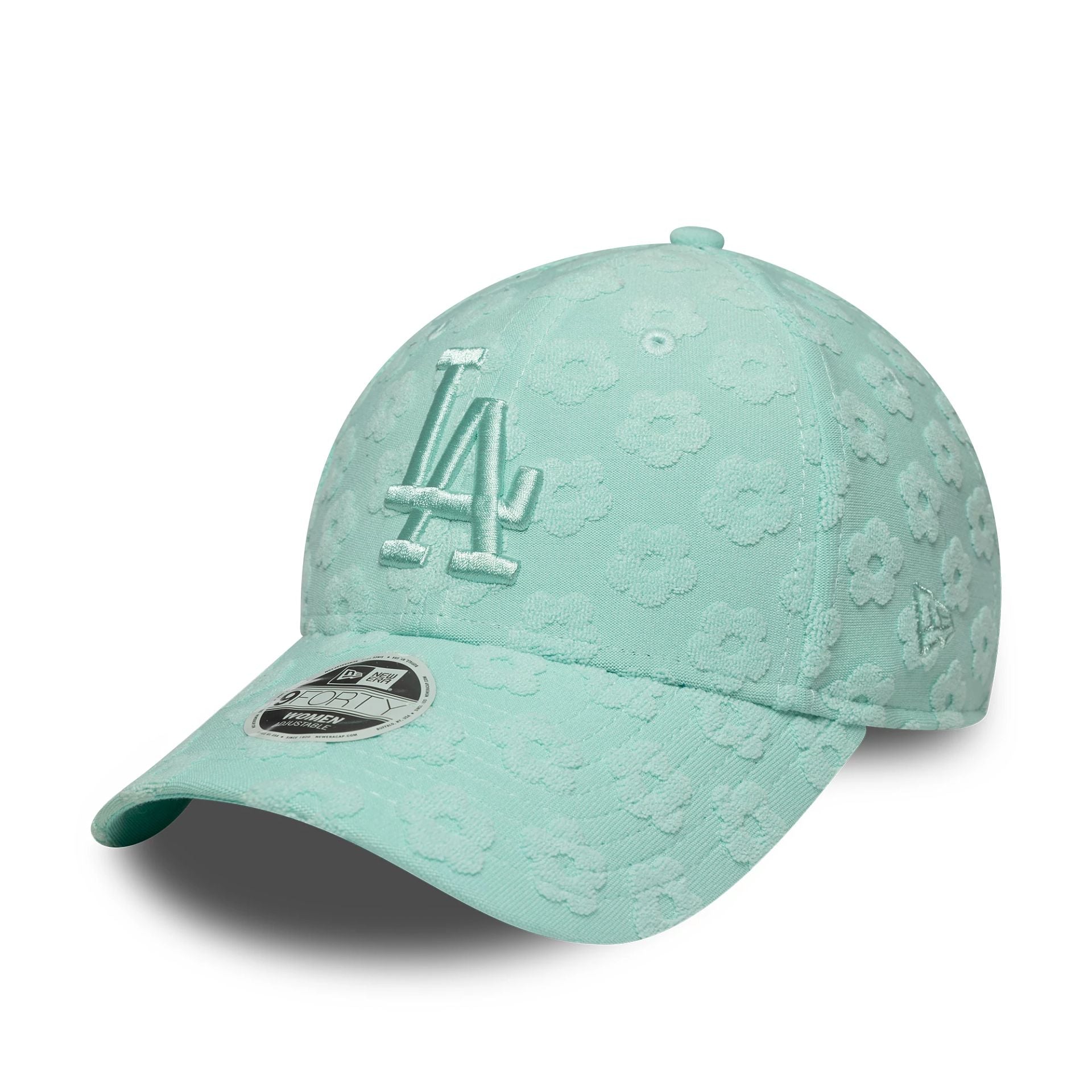 LA Dodgers Womens MLB Floral Towelling Pastel Green 9FORTY Adjustable Cap
