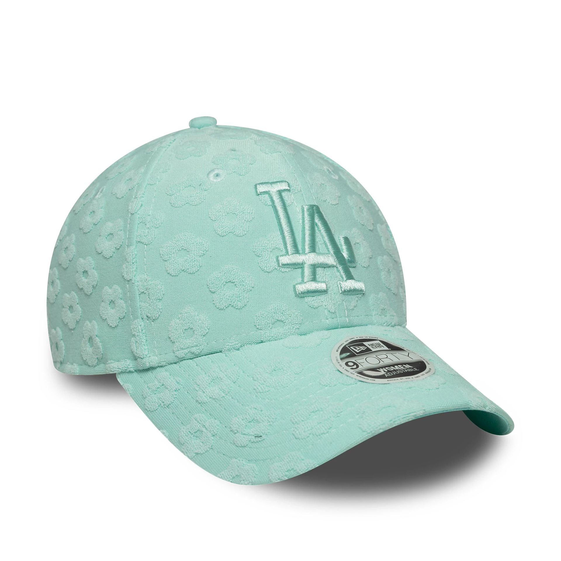LA Dodgers Womens MLB Floral Towelling Pastel Green 9FORTY Adjustable Cap