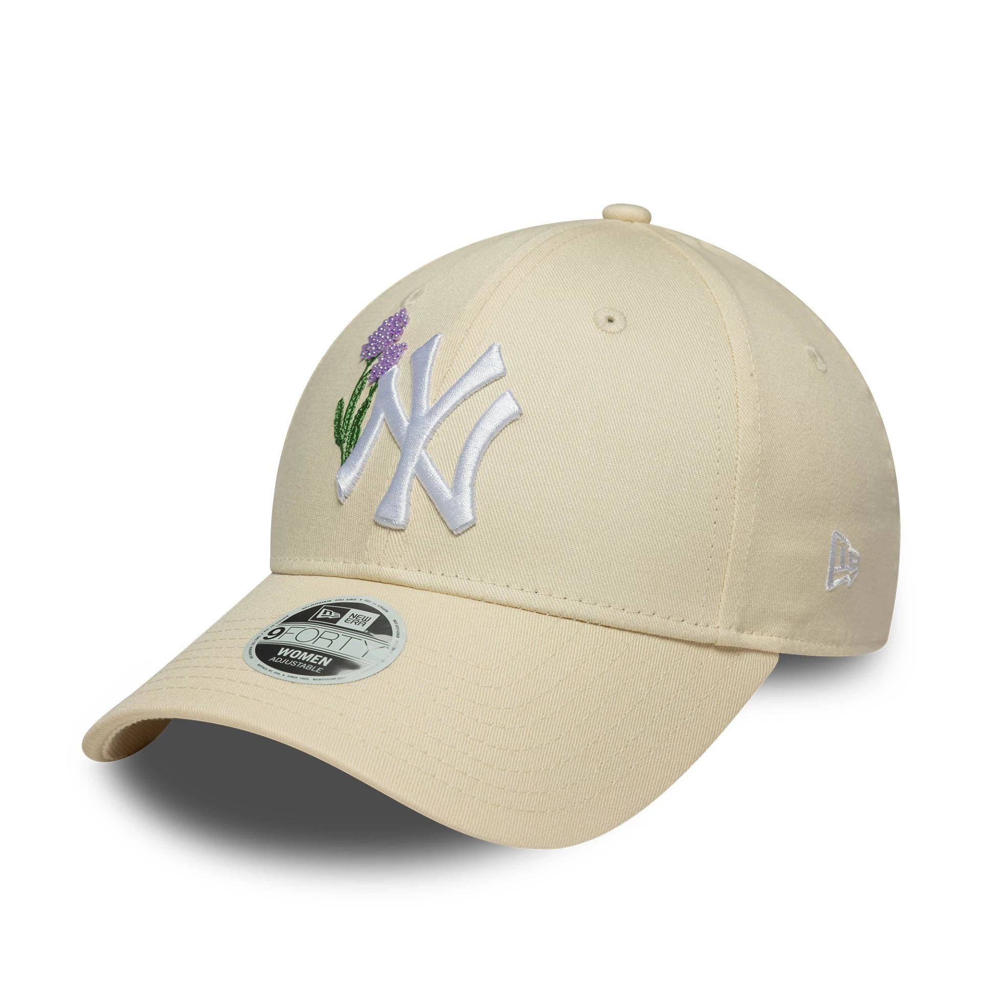 New York Yankees Womens MLB Beaded Cream 9FORTY Adjustable Cap