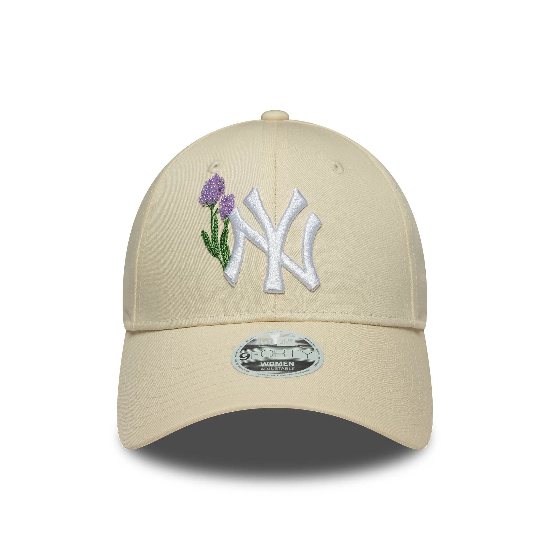 New York Yankees Womens MLB Beaded Cream 9FORTY Adjustable Cap