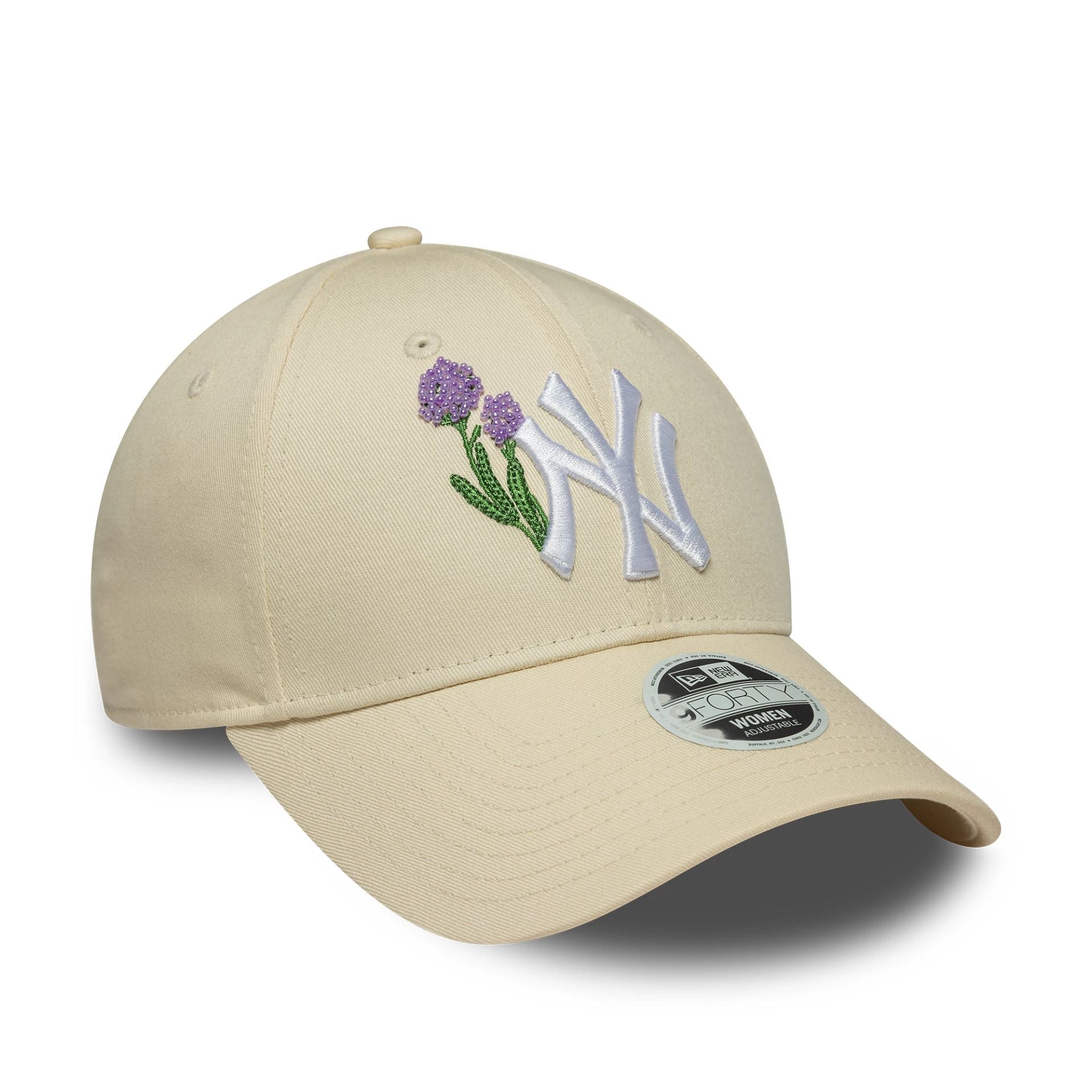 New York Yankees Womens MLB Beaded Cream 9FORTY Adjustable Cap