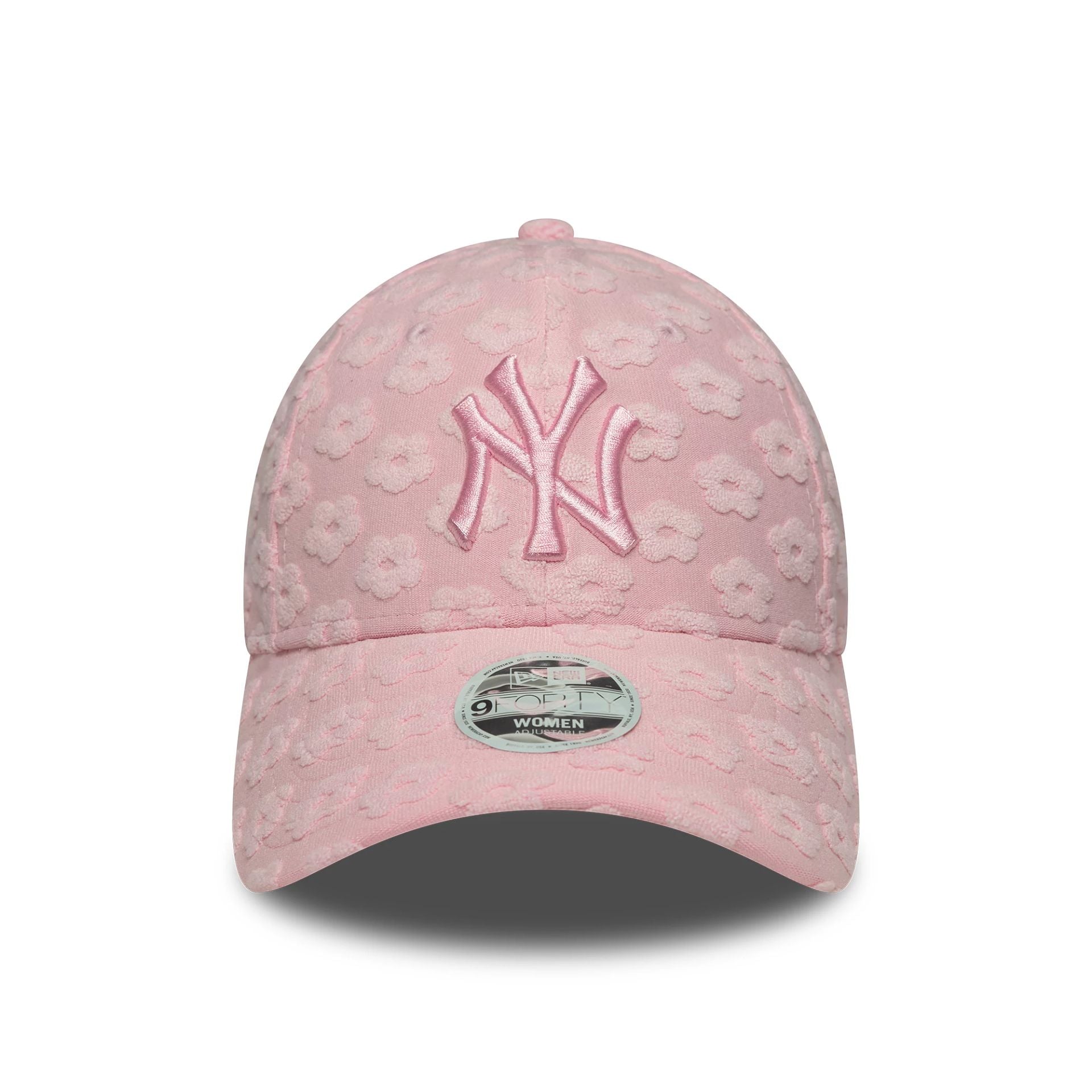 New York Yankees Womens MLB Floral Towelling Pastel Pink 9FORTY Adjustable Cap