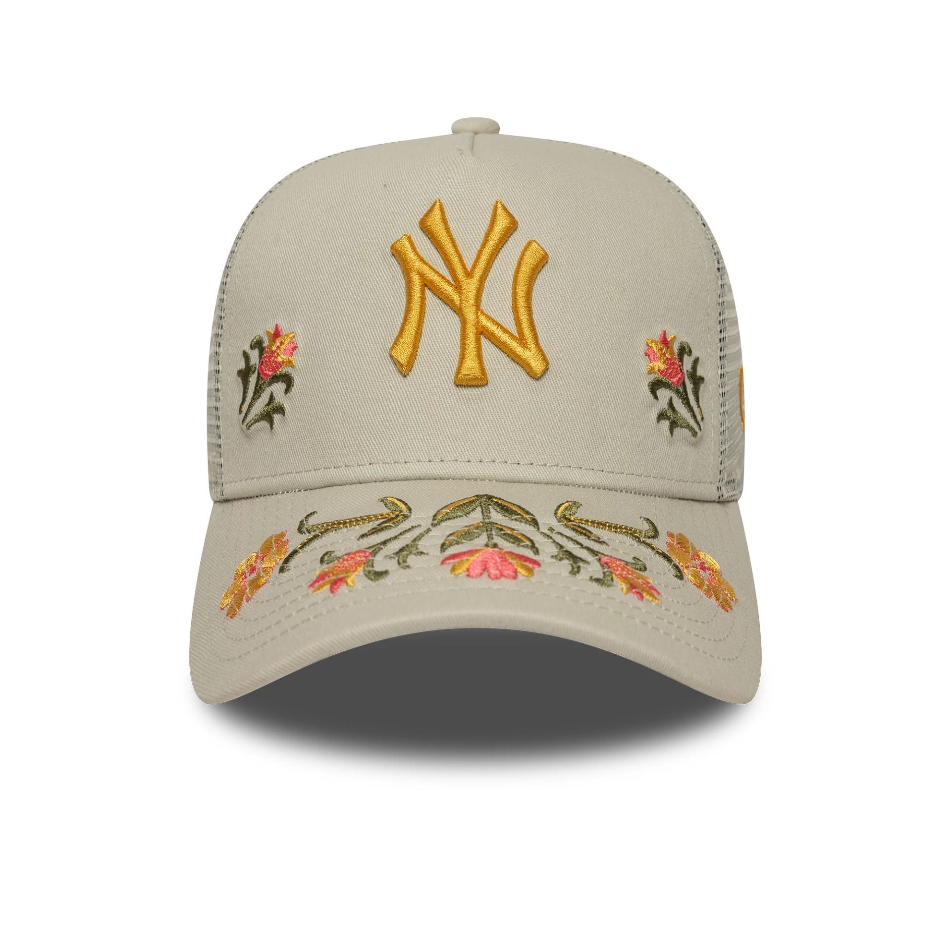 New York Yankees MLB Floral Icon Cream 9FORTY A-Frame Trucker Adjustable Cap
