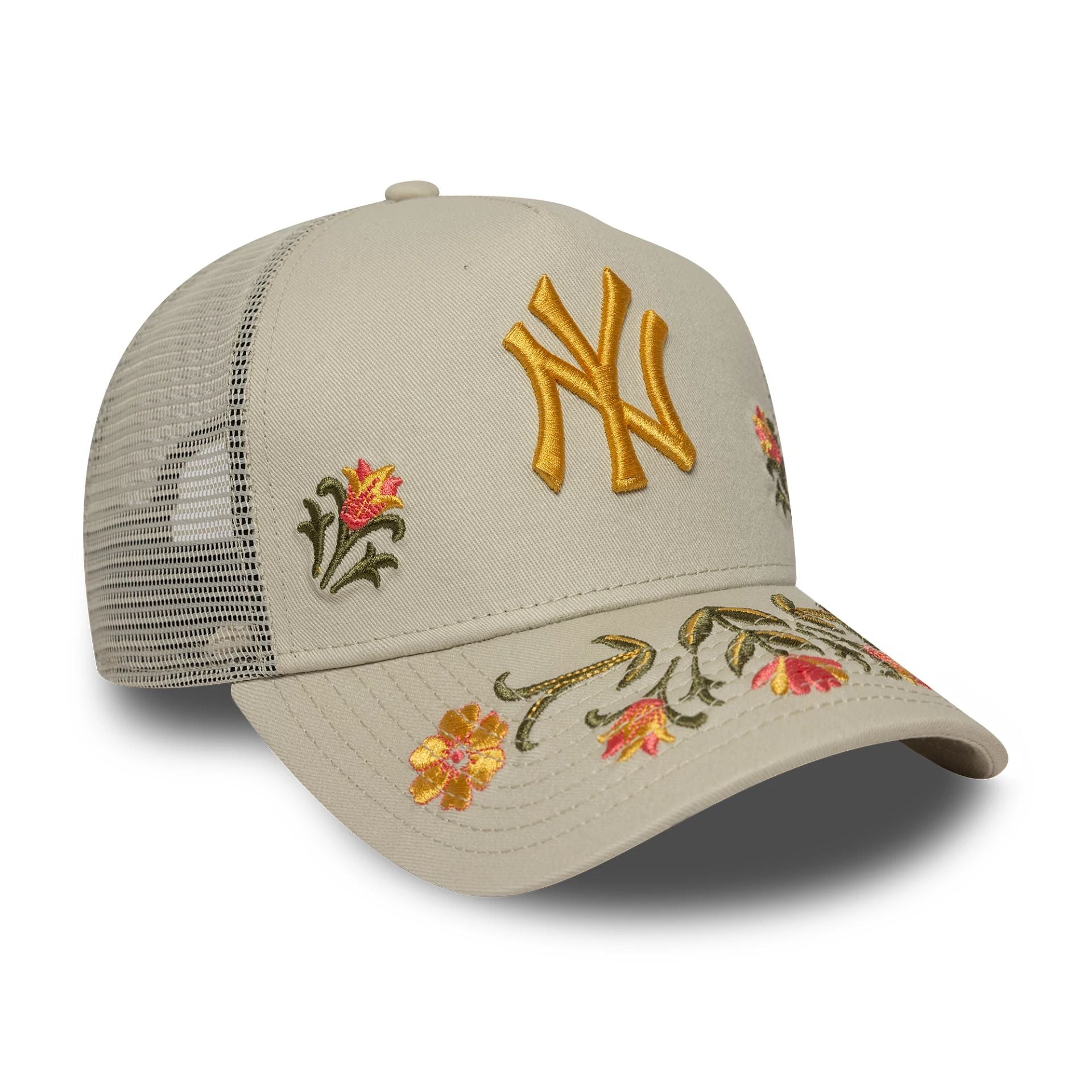 New York Yankees MLB Floral Icon Cream 9FORTY A-Frame Trucker Adjustable Cap