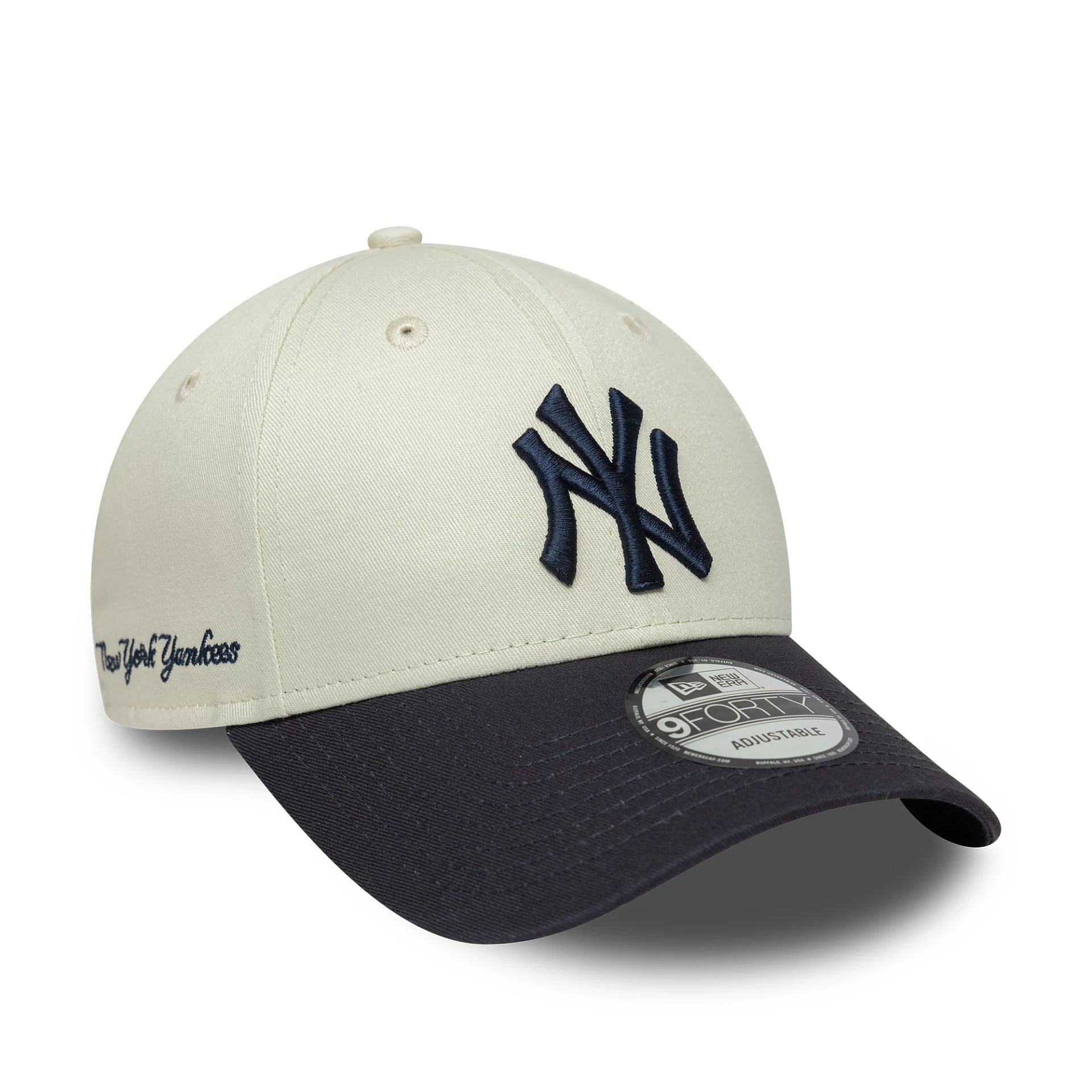 New York Yankees MLB Side Script Cream 9FORTY Adjustable Cap