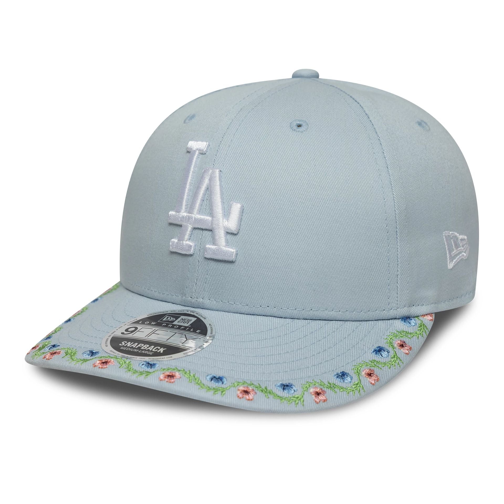 LA Dodgers MLB Floral Pastel Blue Low Profile 9FIFTY Snapback Adjustable Cap
