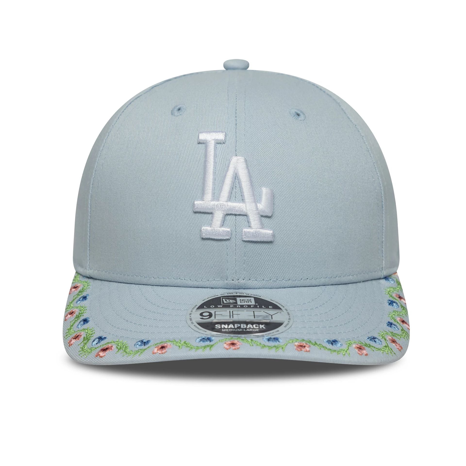 LA Dodgers MLB Floral Pastel Blue Low Profile 9FIFTY Snapback Adjustable Cap