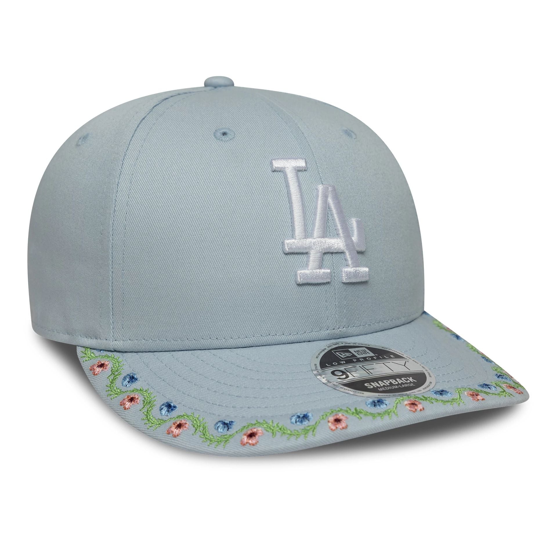 LA Dodgers MLB Floral Pastel Blue Low Profile 9FIFTY Snapback Adjustable Cap