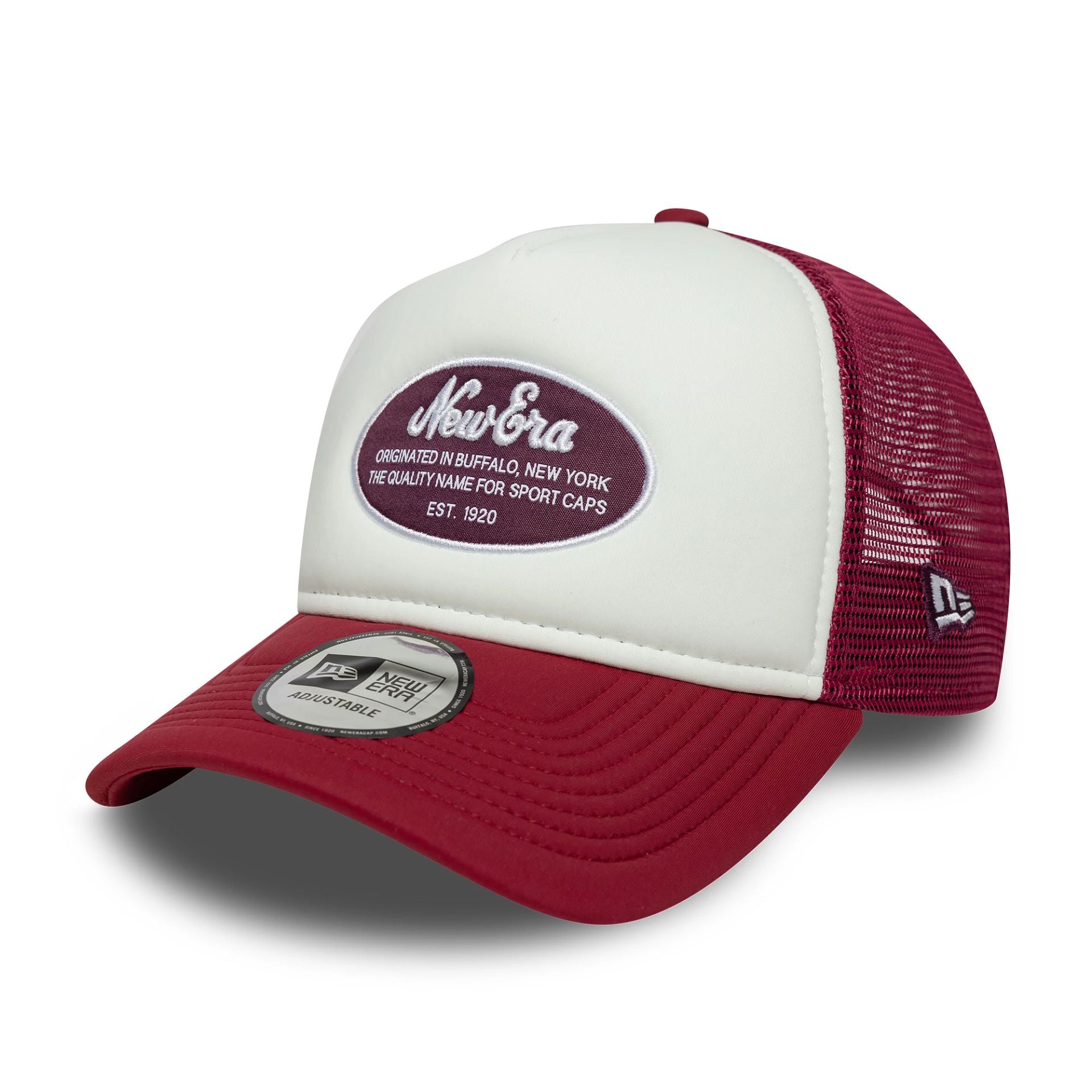 New Era Oval Foam Patch Dark Red 9FORTY A-Frame Trucker Adjustable Cap