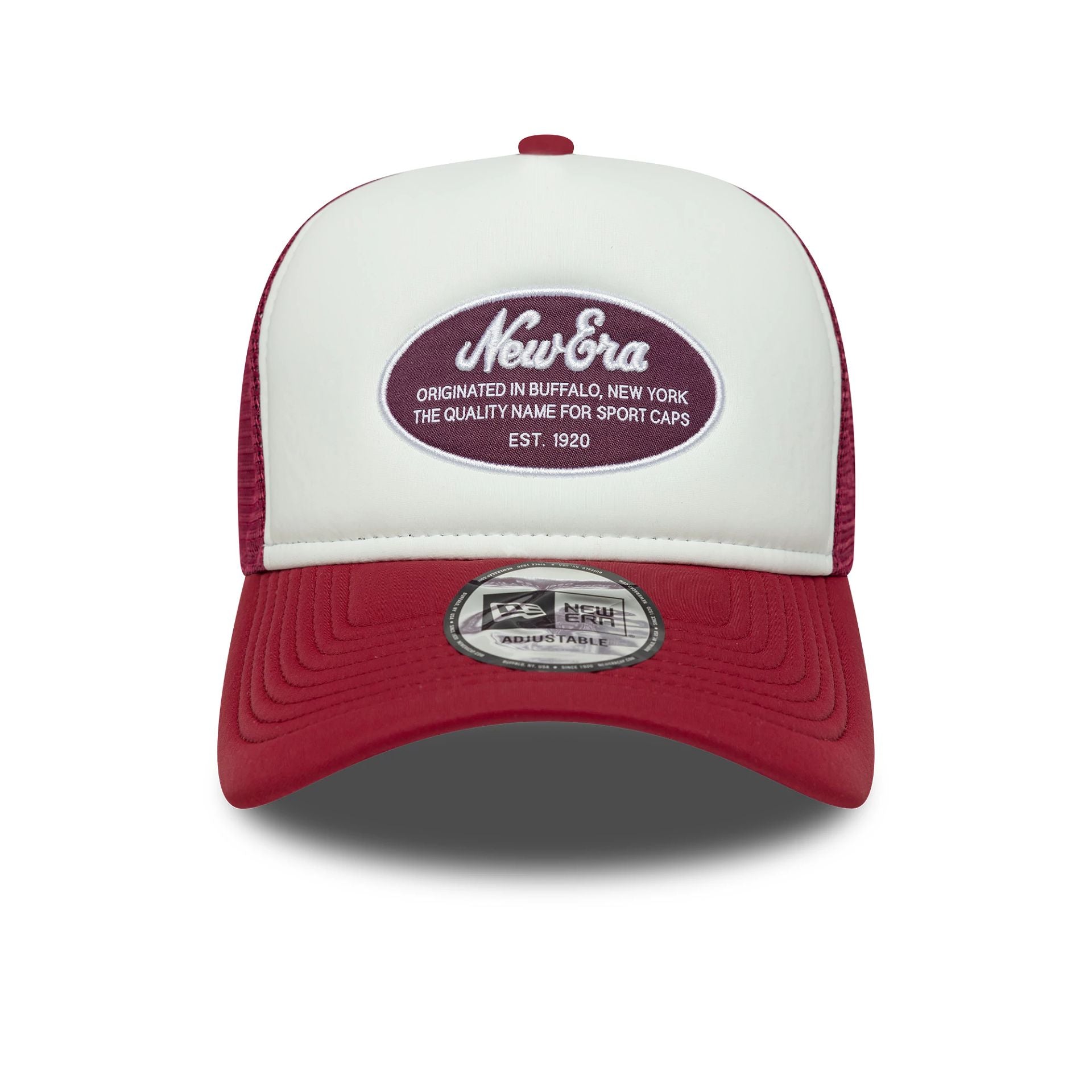 New Era Oval Foam Patch Dark Red 9FORTY A-Frame Trucker Adjustable Cap