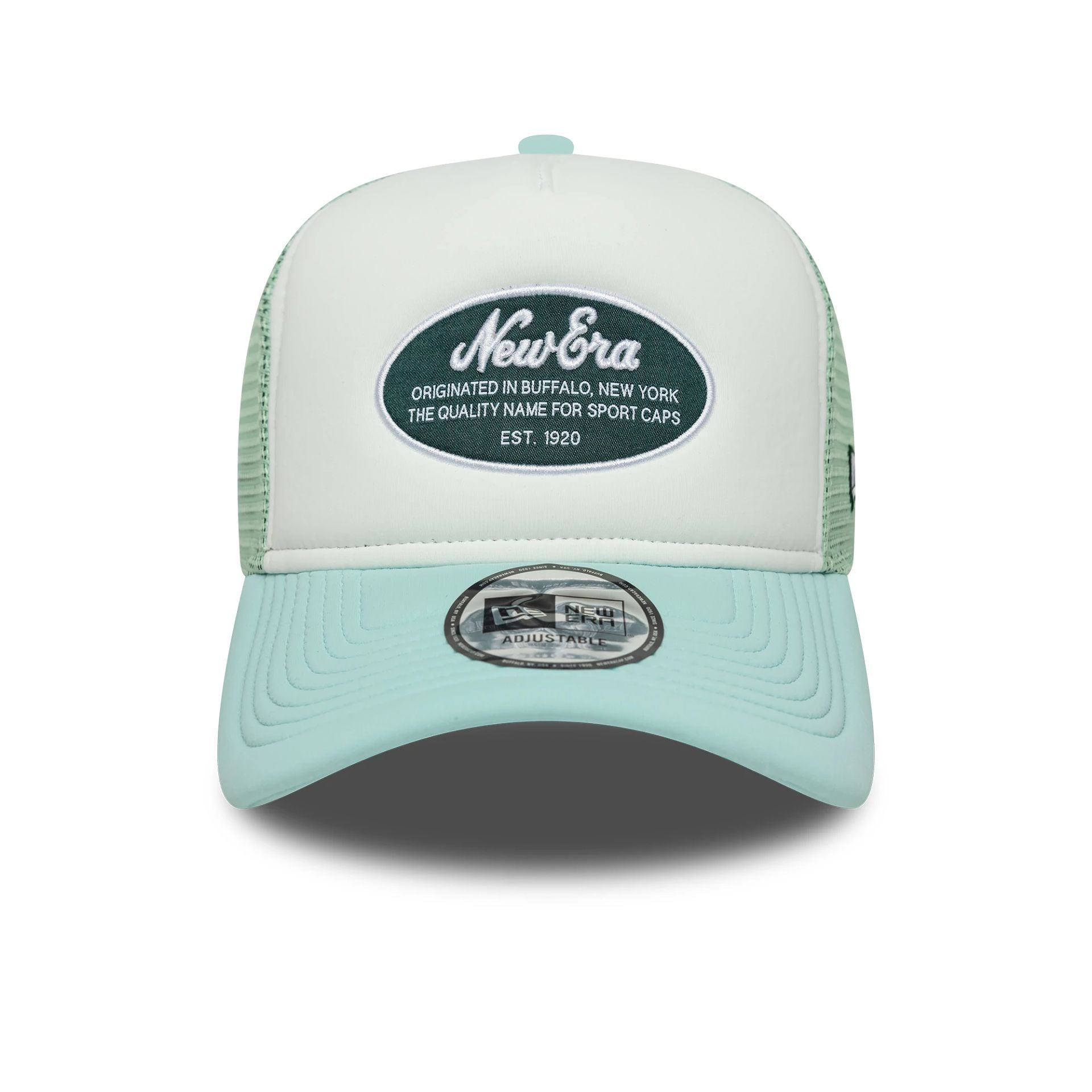 New Era Oval Foam Patch Pastel Green 9FORTY A-Frame Trucker Adjustable Cap