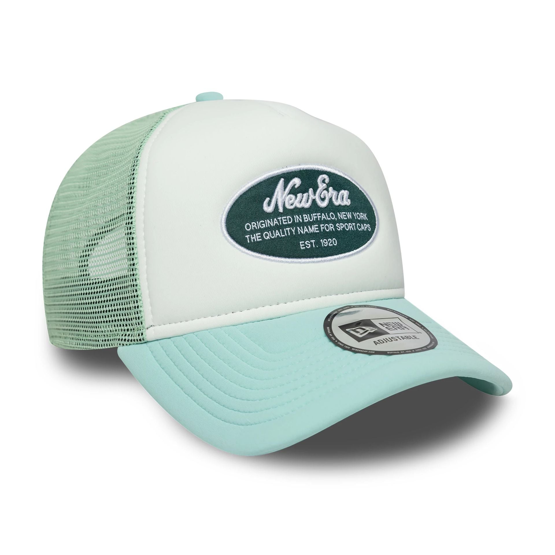 New Era Oval Foam Patch Pastel Green 9FORTY A-Frame Trucker Adjustable Cap