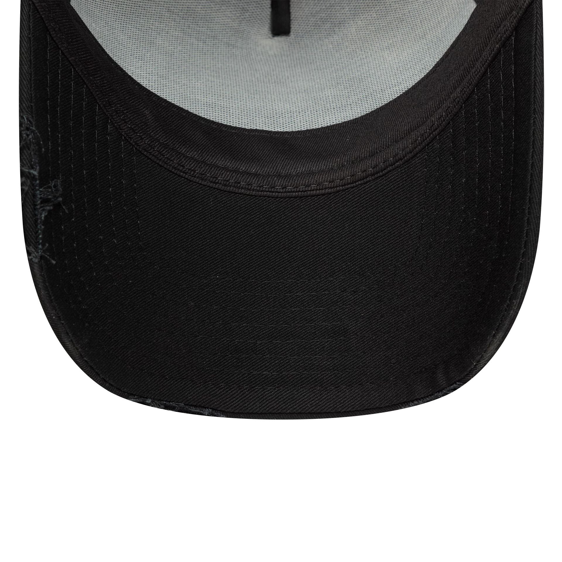 Womens New Era Distressed Oval Patch Black 9FORTY A-Frame Trucker Adjustable Cap