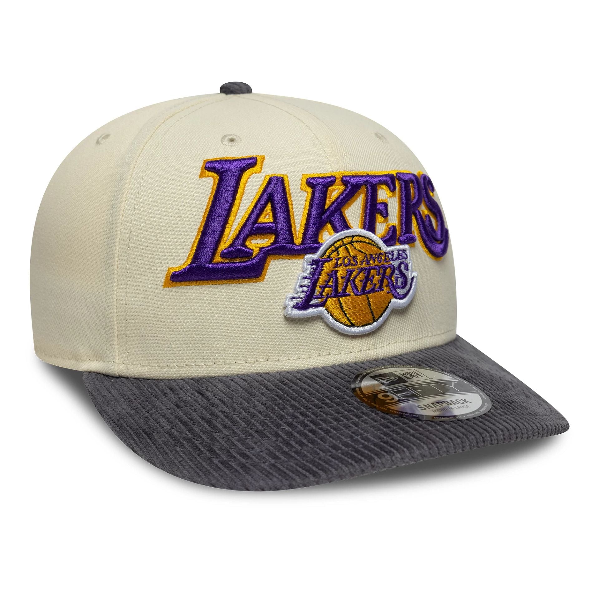 NBA Cord Visor LA Lakers Cream 9FIFTY Snapback Cap