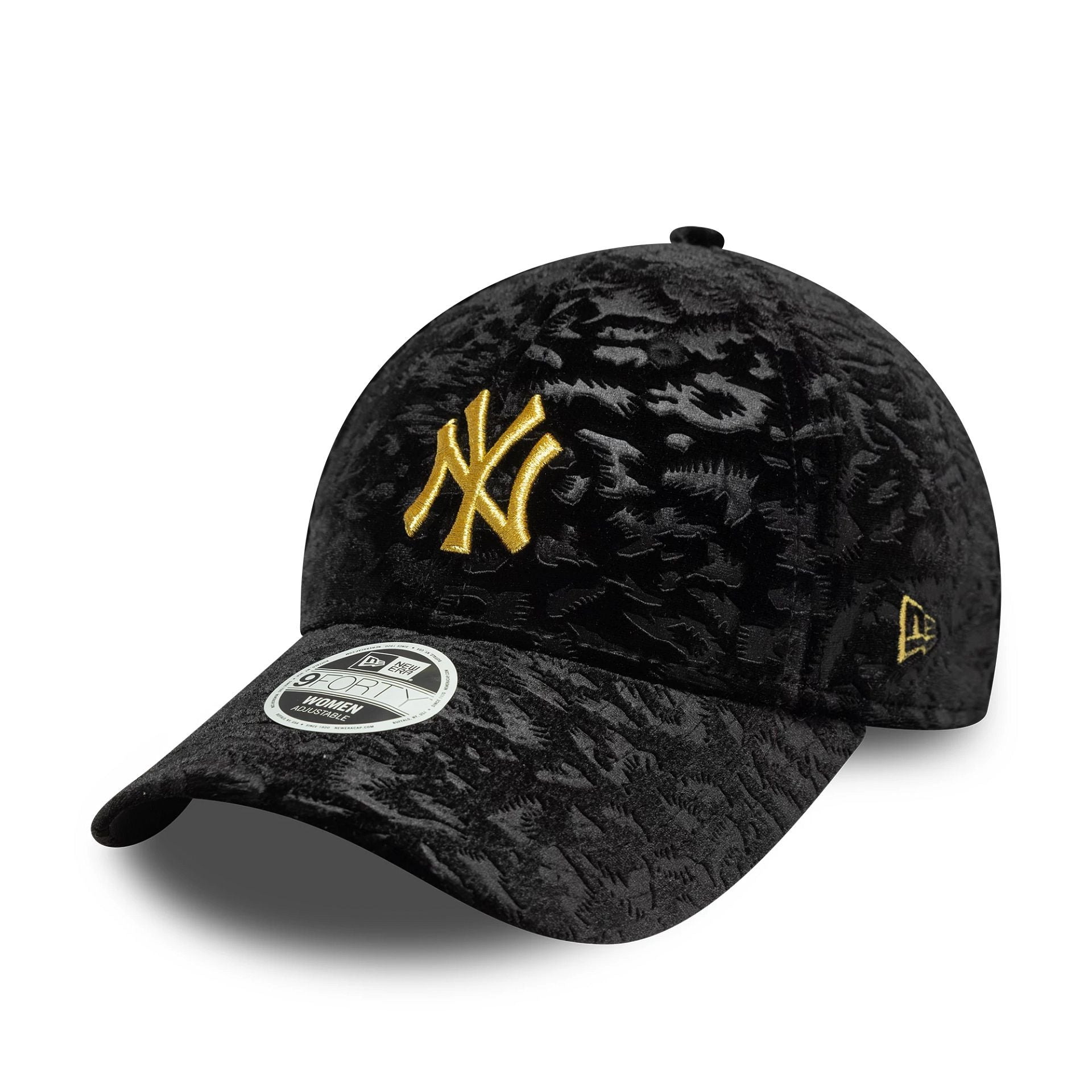 New York Yankees Womens MLB Leo Velour Black 9FORTY Adjustable Cap