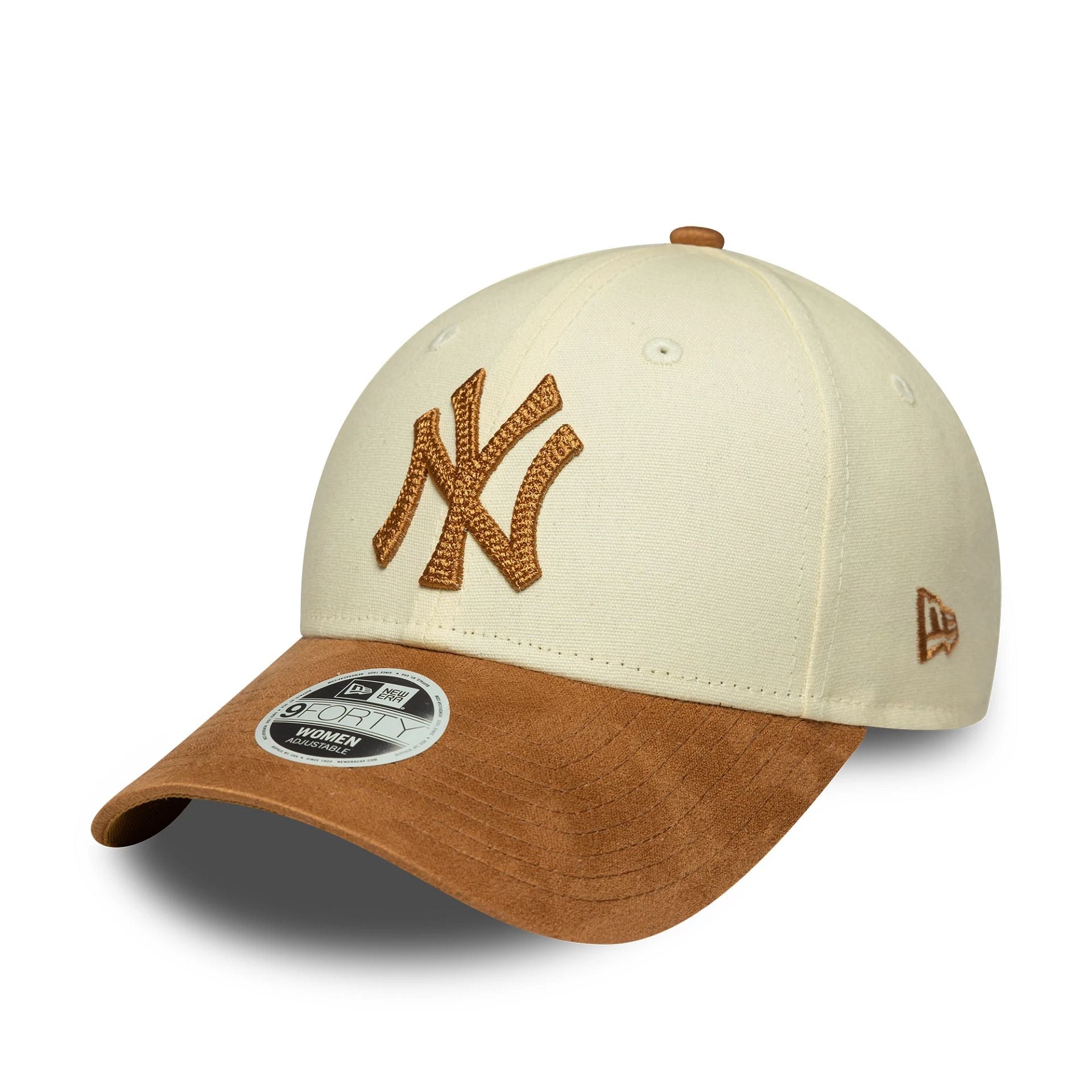 New York Yankees Womens MLB Faux Suede Cream 9FORTY Adjustable Cap