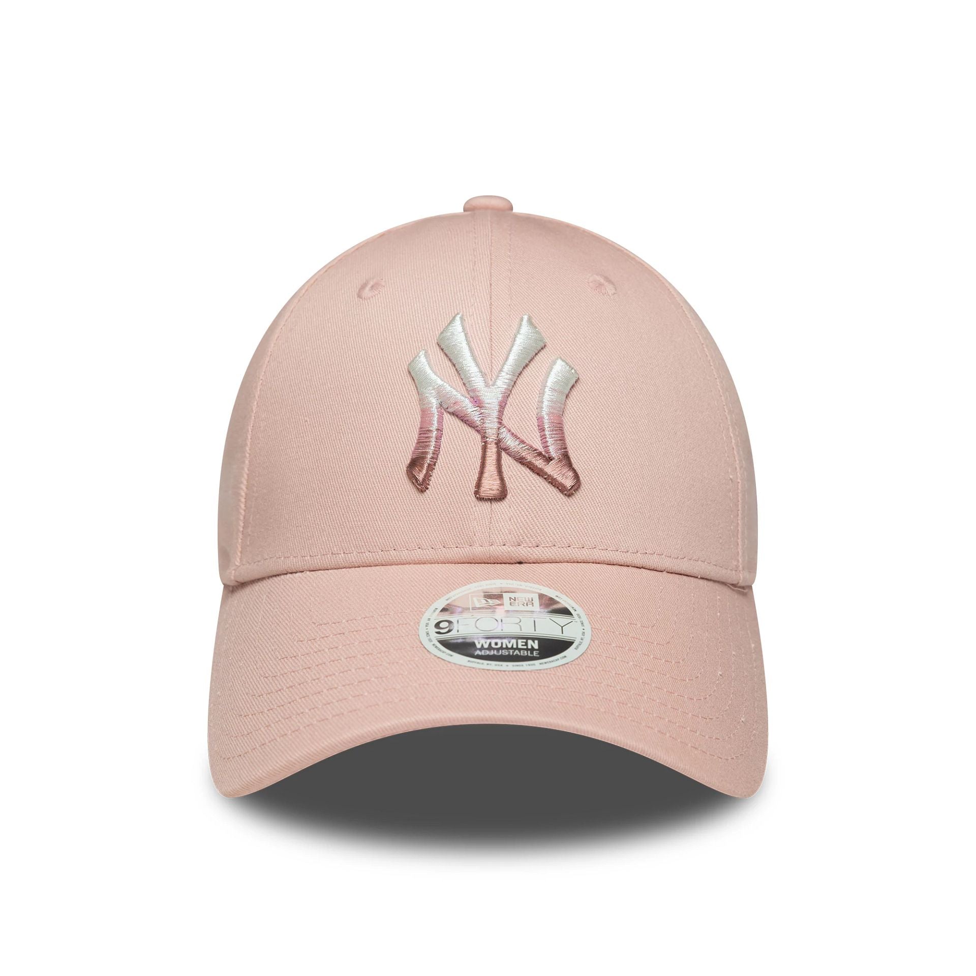 New York Yankees Womens MLB Metallic Logo Pastel Pink 9FORTY Adjustable Cap