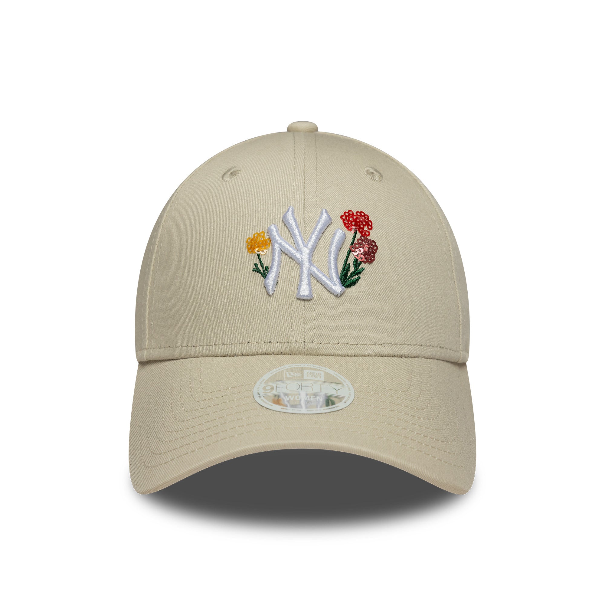 New York Yankees Womens MLB Floral Light Beige 9FORTY Cap