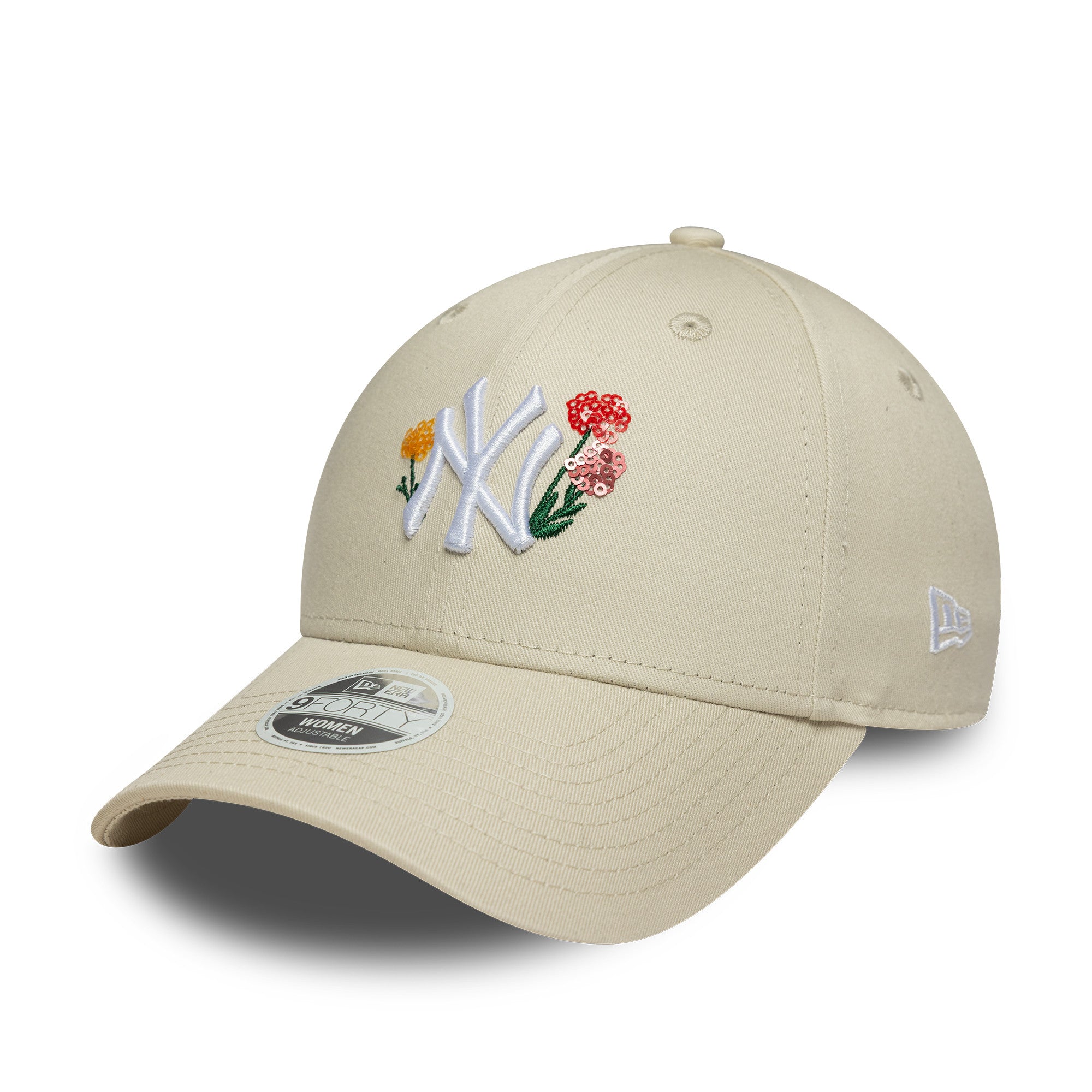New York Yankees Womens MLB Floral Light Beige 9FORTY Cap