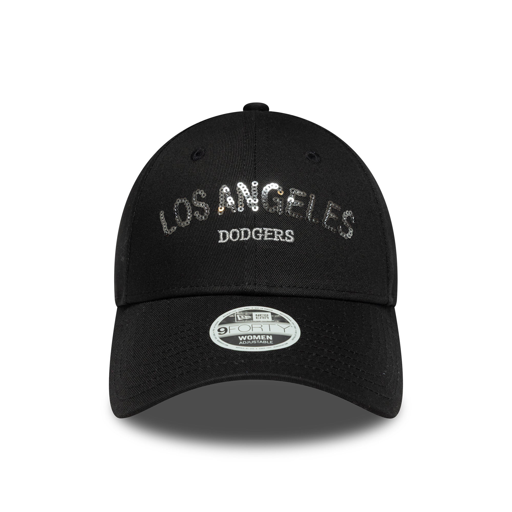 LA Dodgers Womens MLB Sequin Wordmark Black 9FORTY Cap