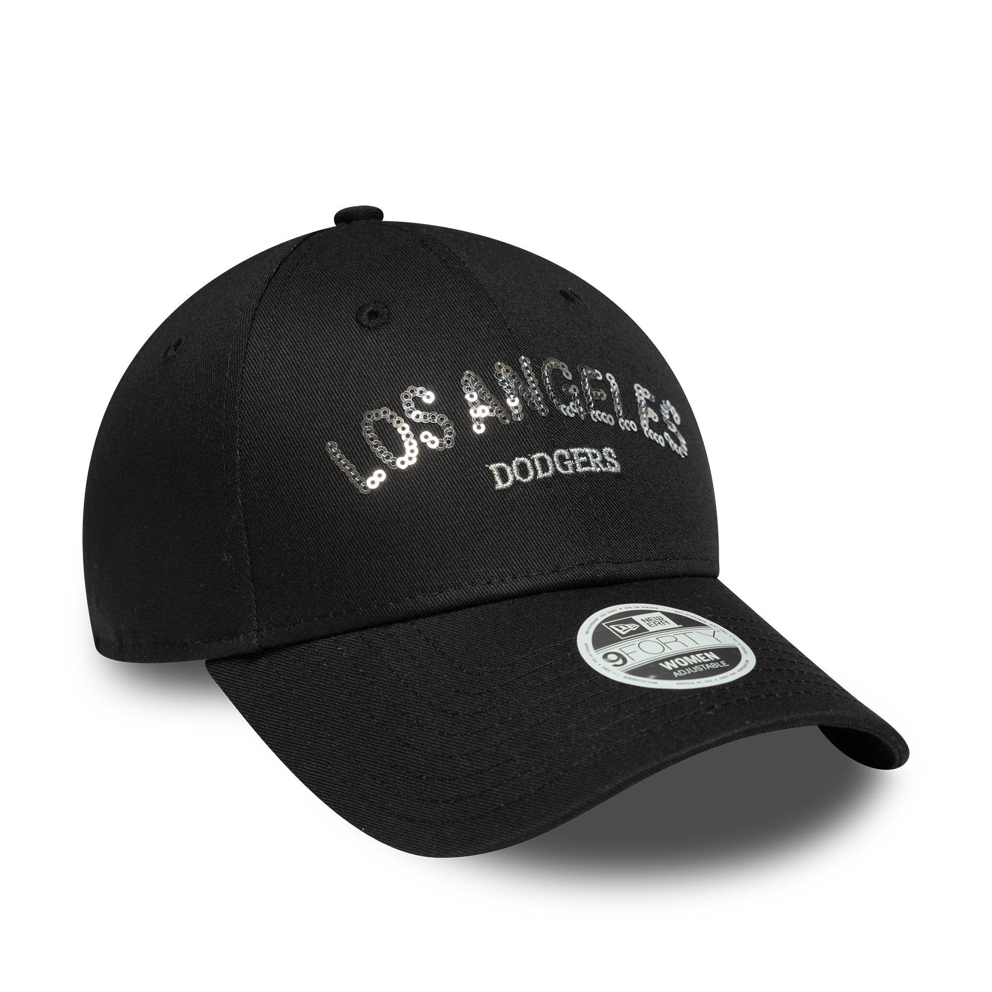 LA Dodgers Womens MLB Sequin Wordmark Black 9FORTY Cap