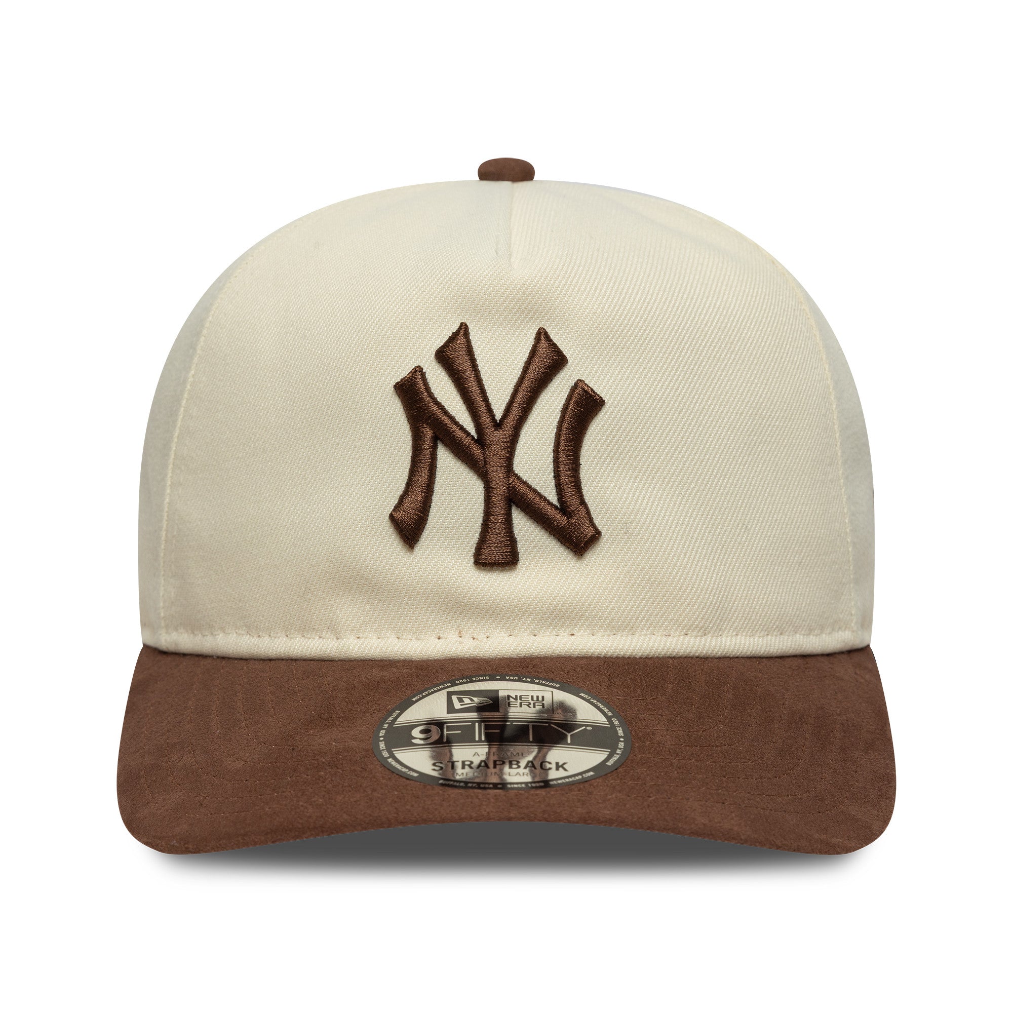 Yankees MLB Suede Visor Light Beige 9FIFTY A-Frame Snapback Cap