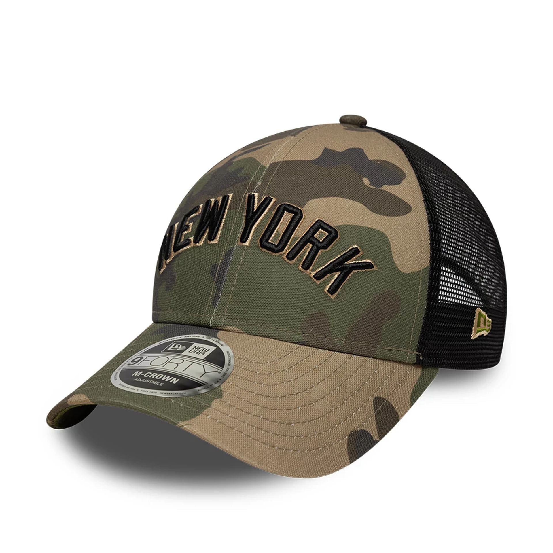 New York Yankees MLB Wordmark Woodland Camo 9FORTY M-Crown Adjustable Cap