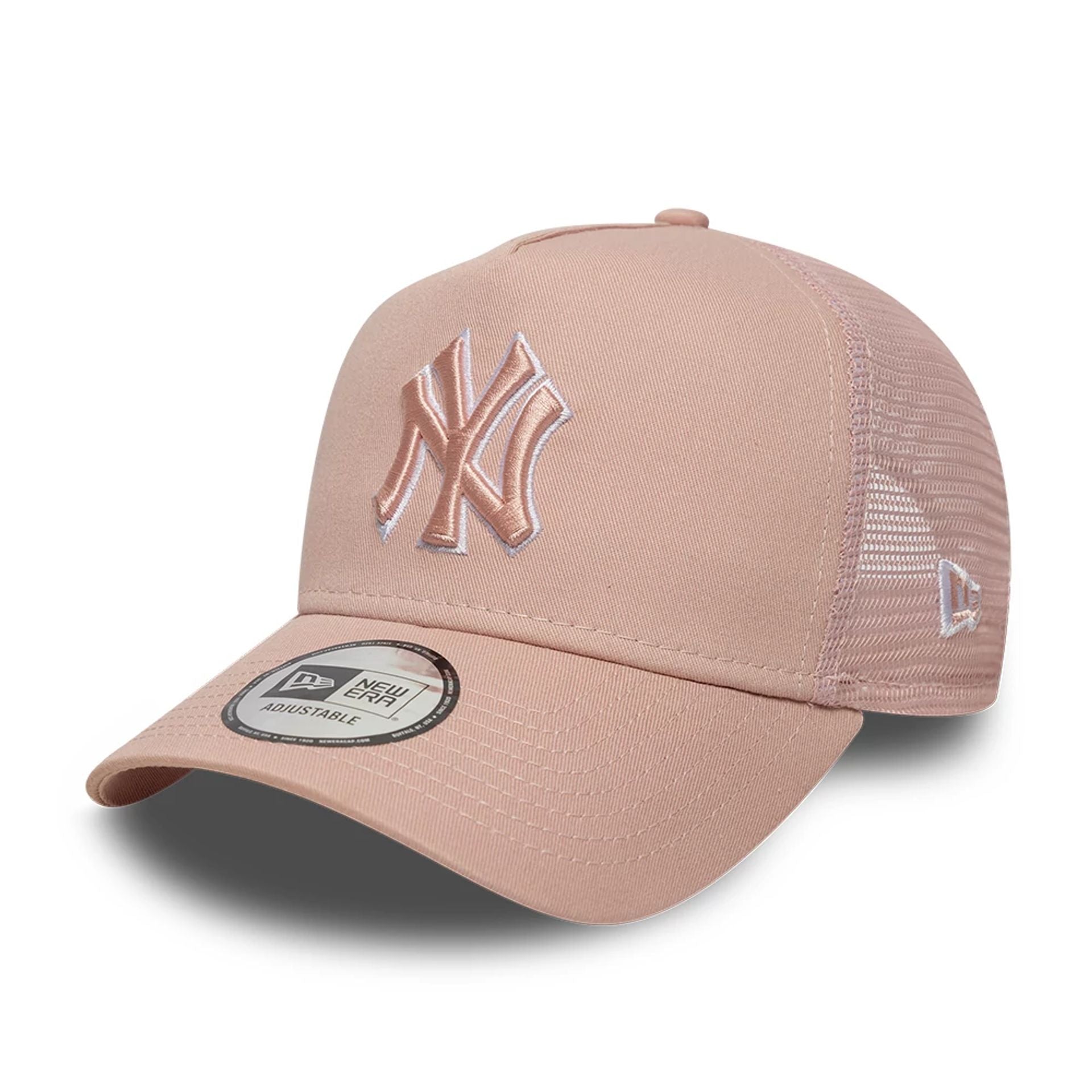 New York Yankees MLB Outline Pastel Pink 9FORTY E-Frame Trucker Adjustable Cap