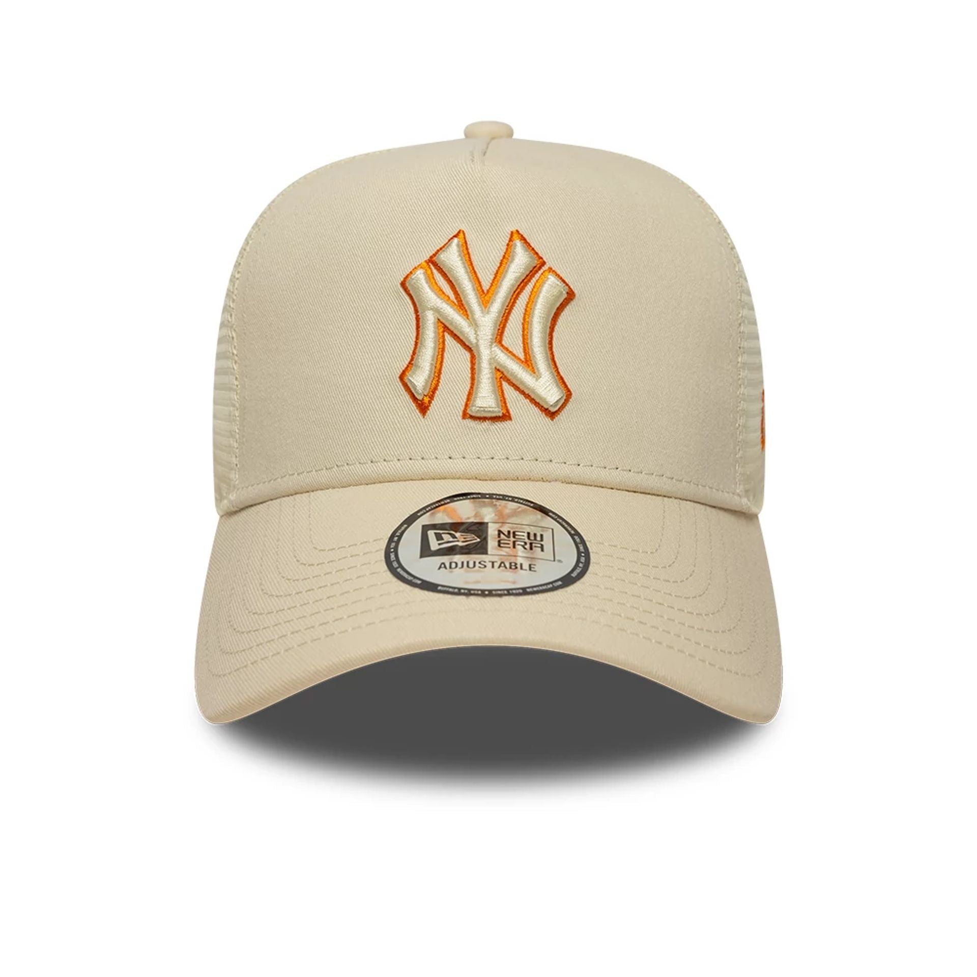 New York Yankees MLB Outline Cream 9FORTY E-Frame Trucker Adjustable Cap