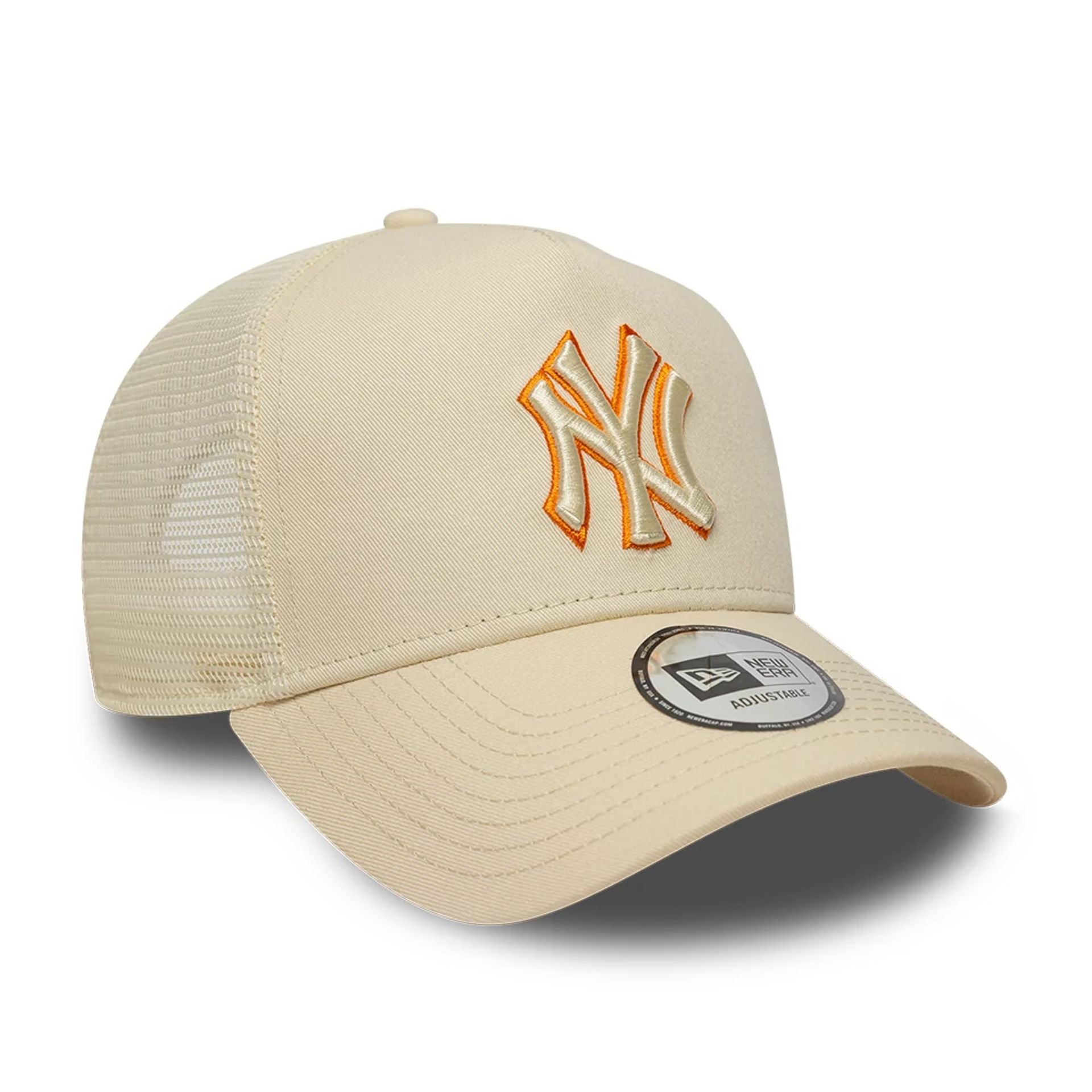 New York Yankees MLB Outline Cream 9FORTY E-Frame Trucker Adjustable Cap