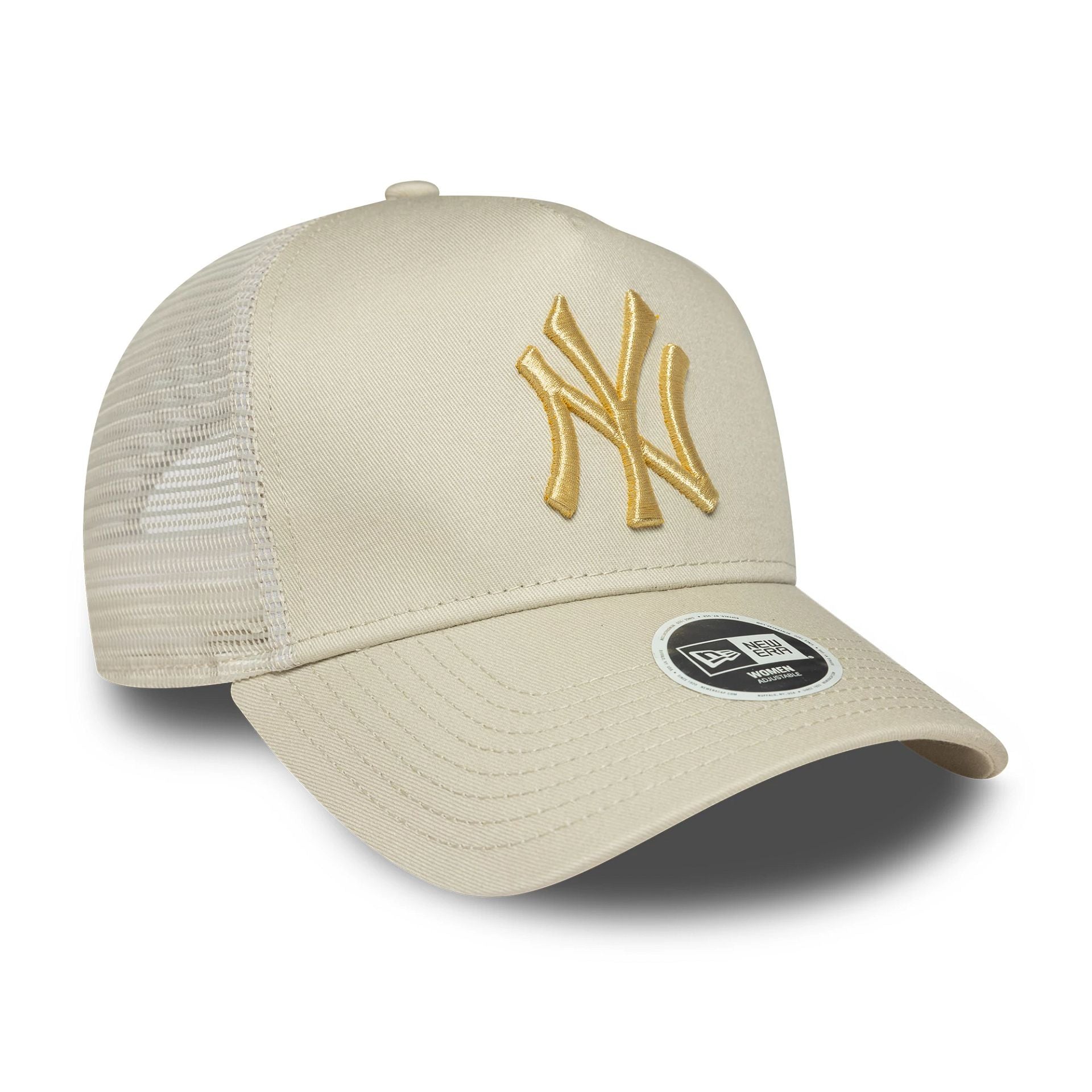 New York Yankees Womens Metallic Cream 9FORTY E-Frame Adjustable Trucker Cap
