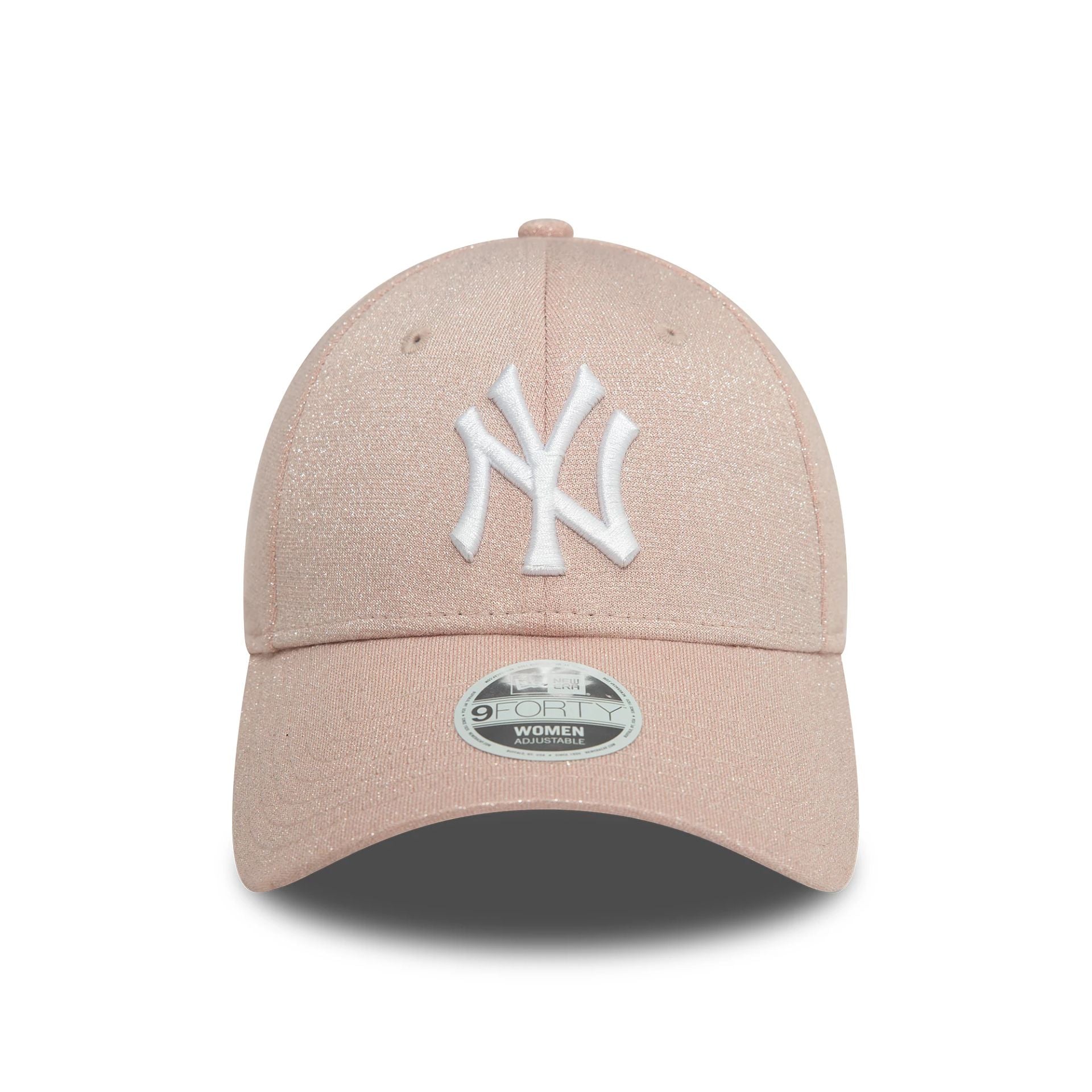 New York Yankees Womens Glitter Pastel Pink 9FORTY Adjustable Cap