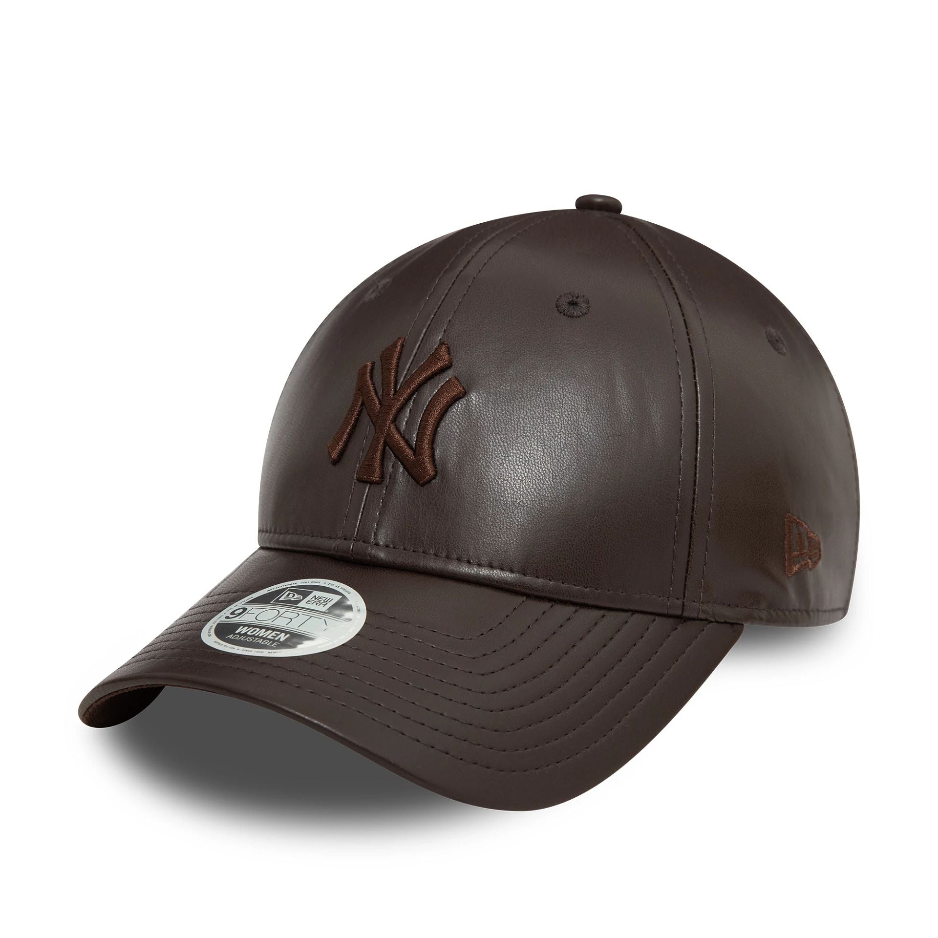 New York Yankees Womens Midi PU Dark Brown 9FORTY Adjustable Cap
