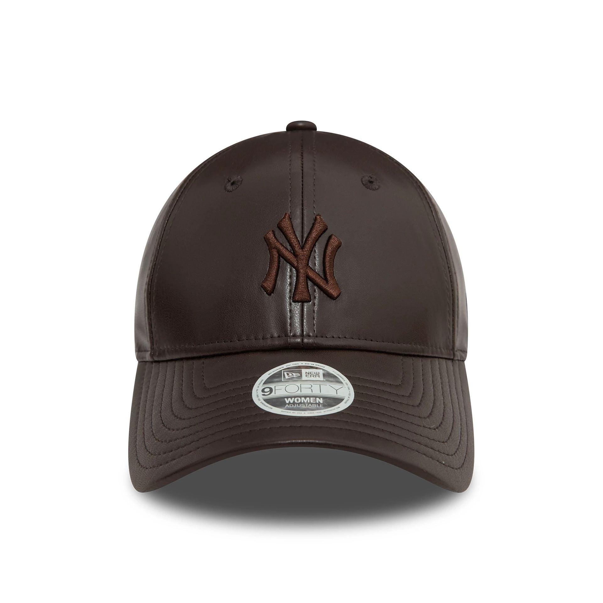 New York Yankees Womens Midi PU Dark Brown 9FORTY Adjustable Cap