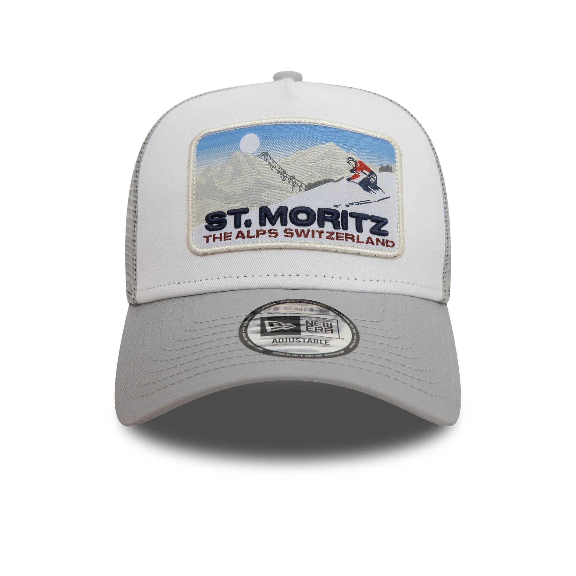 New Era St. Moritz Ski Patch Grey 9FORTY A-Frame Trucker Cap